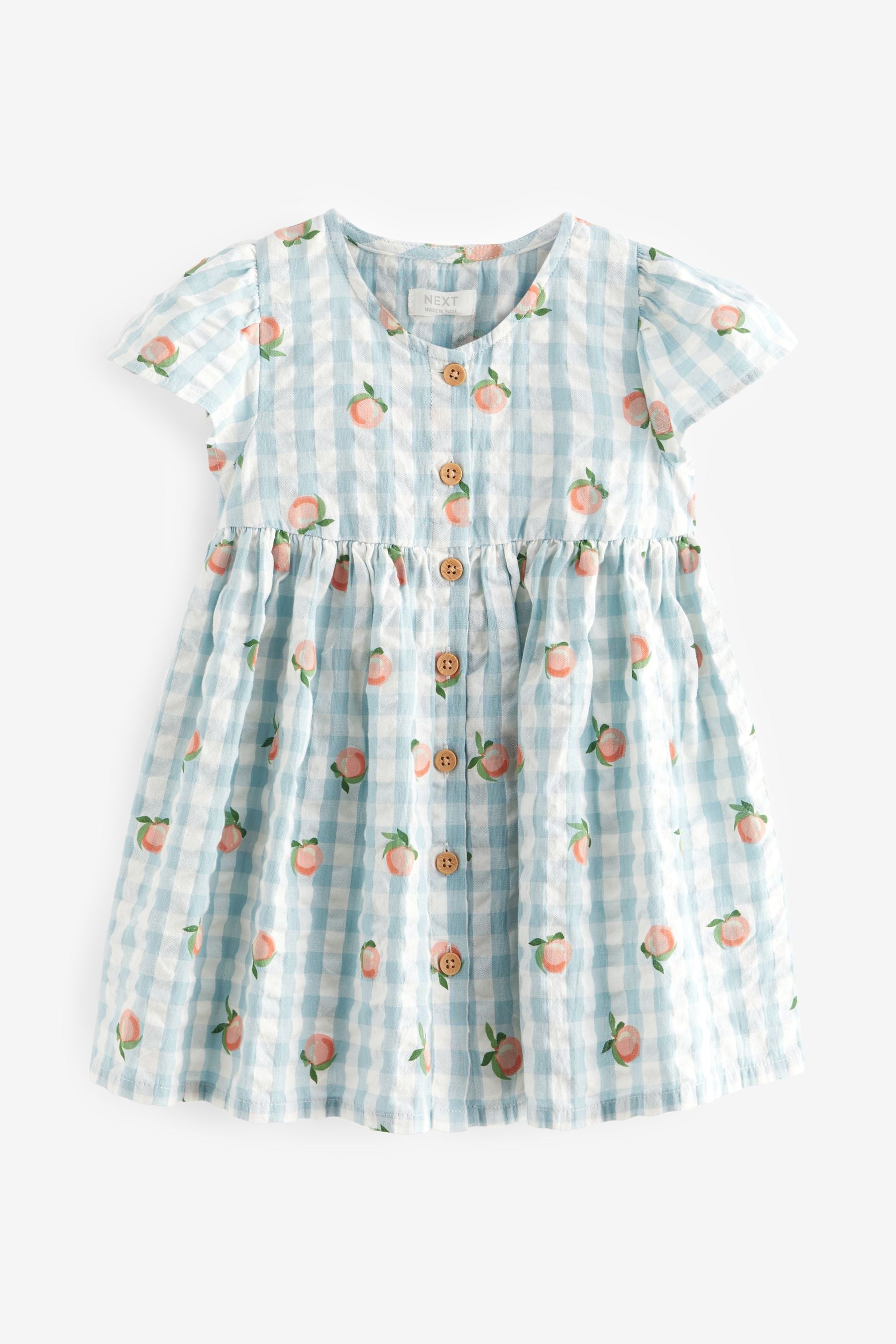 Blue Gingham Button Up 100% Cotton Dress (3mths-8yrs)