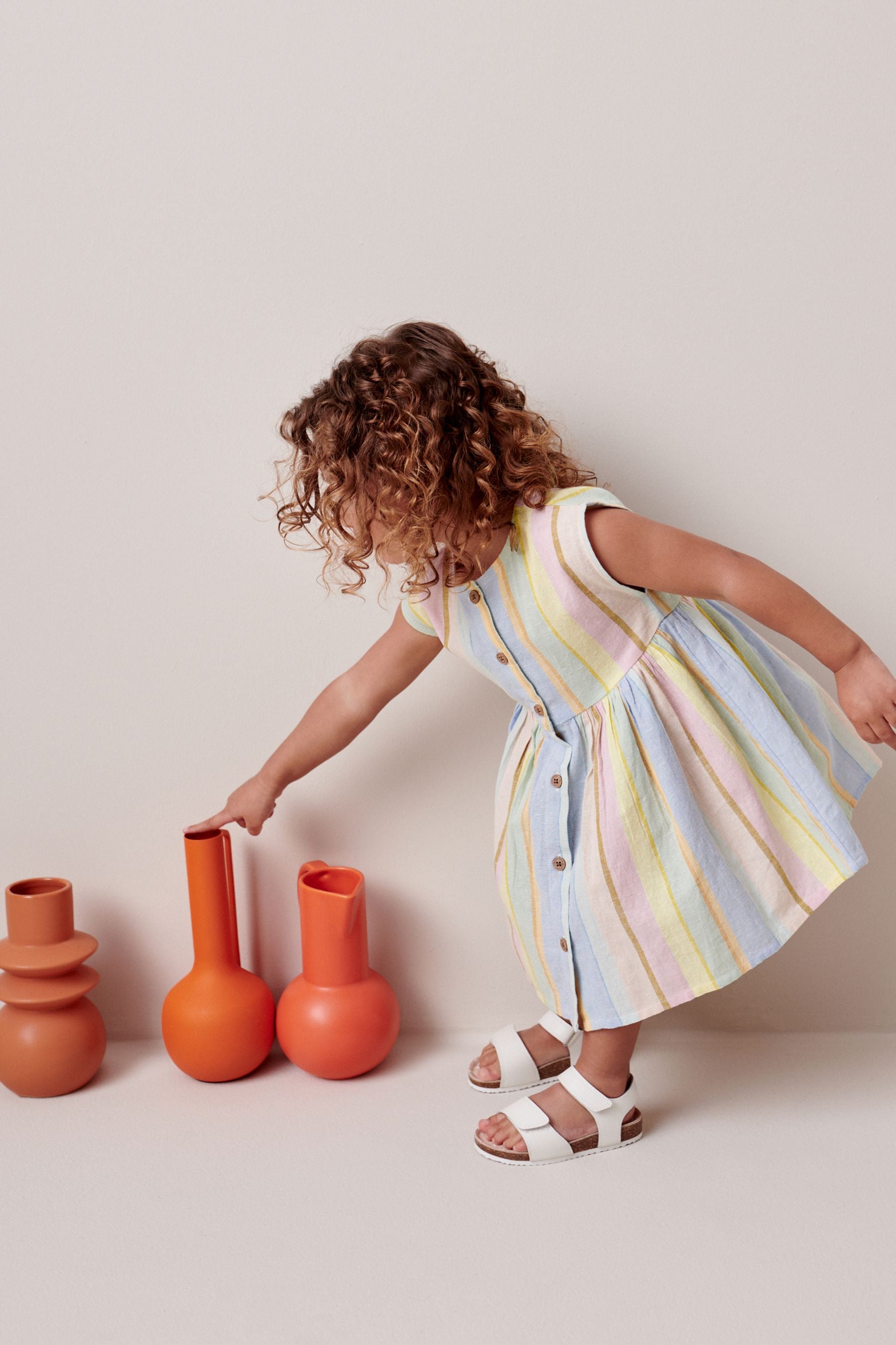 Rainbow Stripe Button Through Summer Dress (3mths-8yrs)