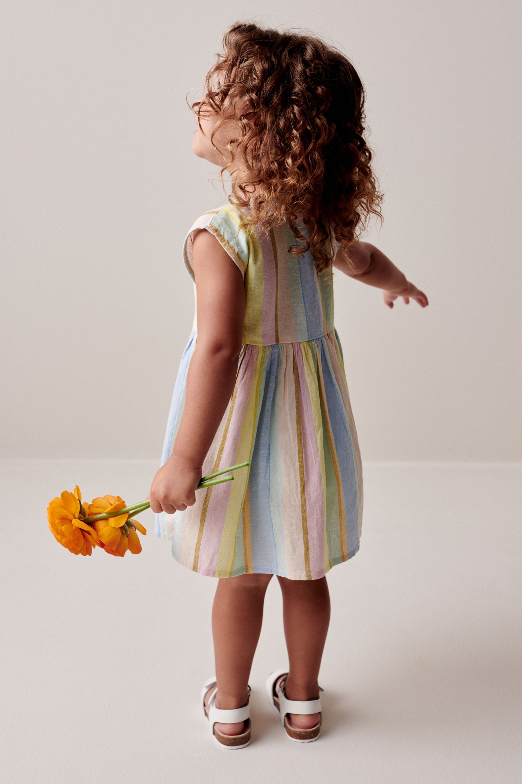 Rainbow Stripe Button Through Summer Dress (3mths-8yrs)