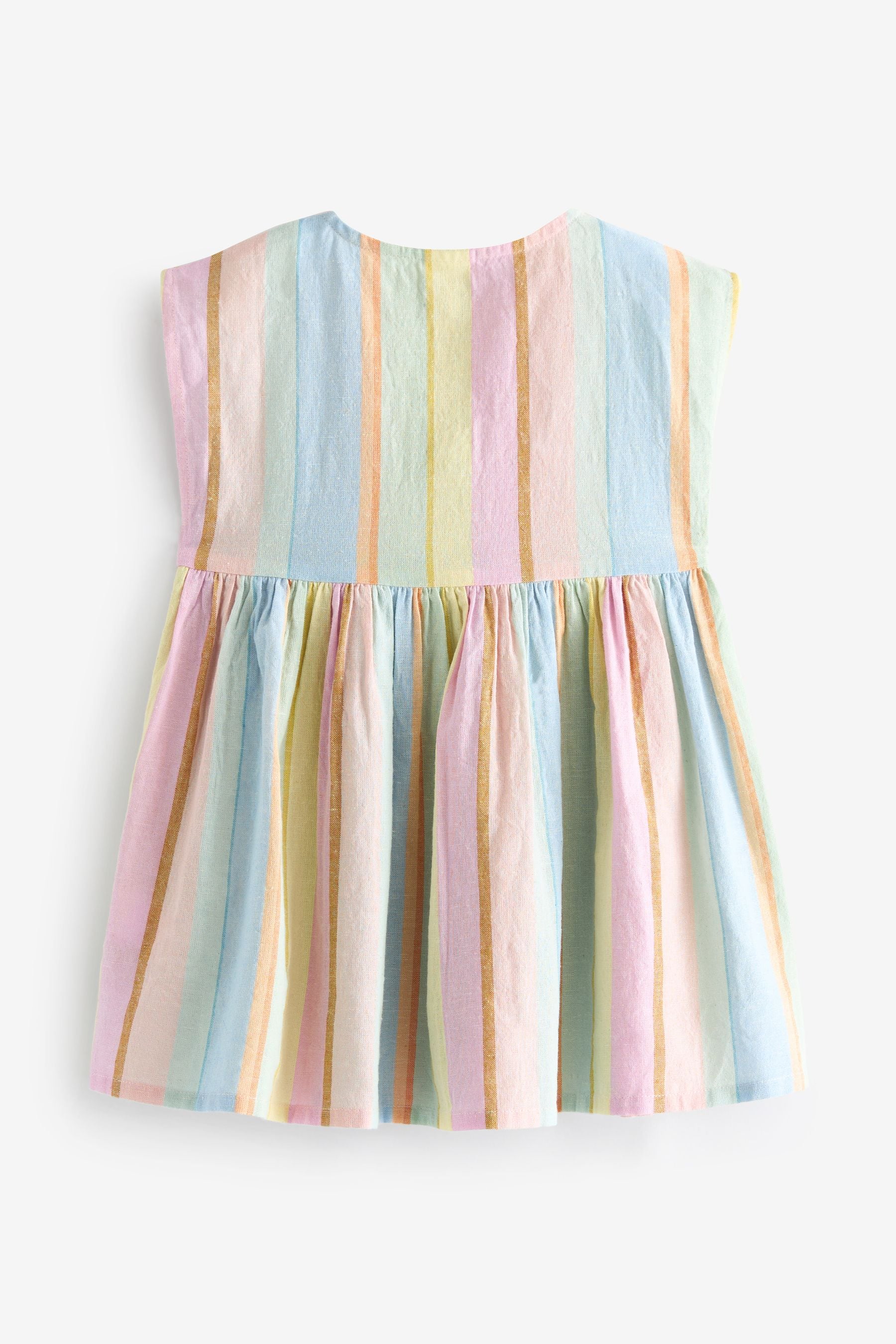 Rainbow Stripe Button Through Summer Dress (3mths-8yrs)