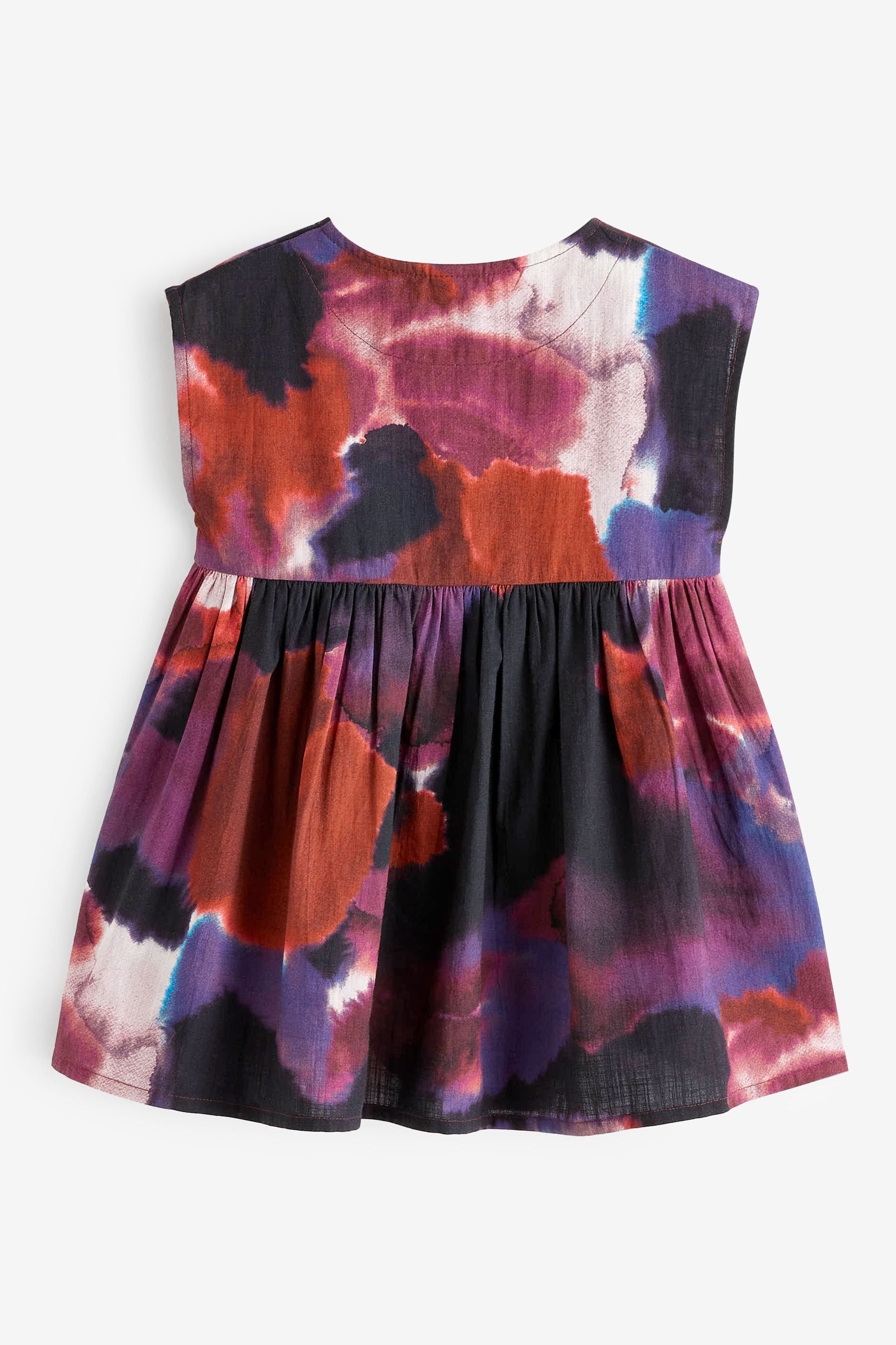 Purple Tie Dye Button Through Summer Dress (3mths-8yrs)