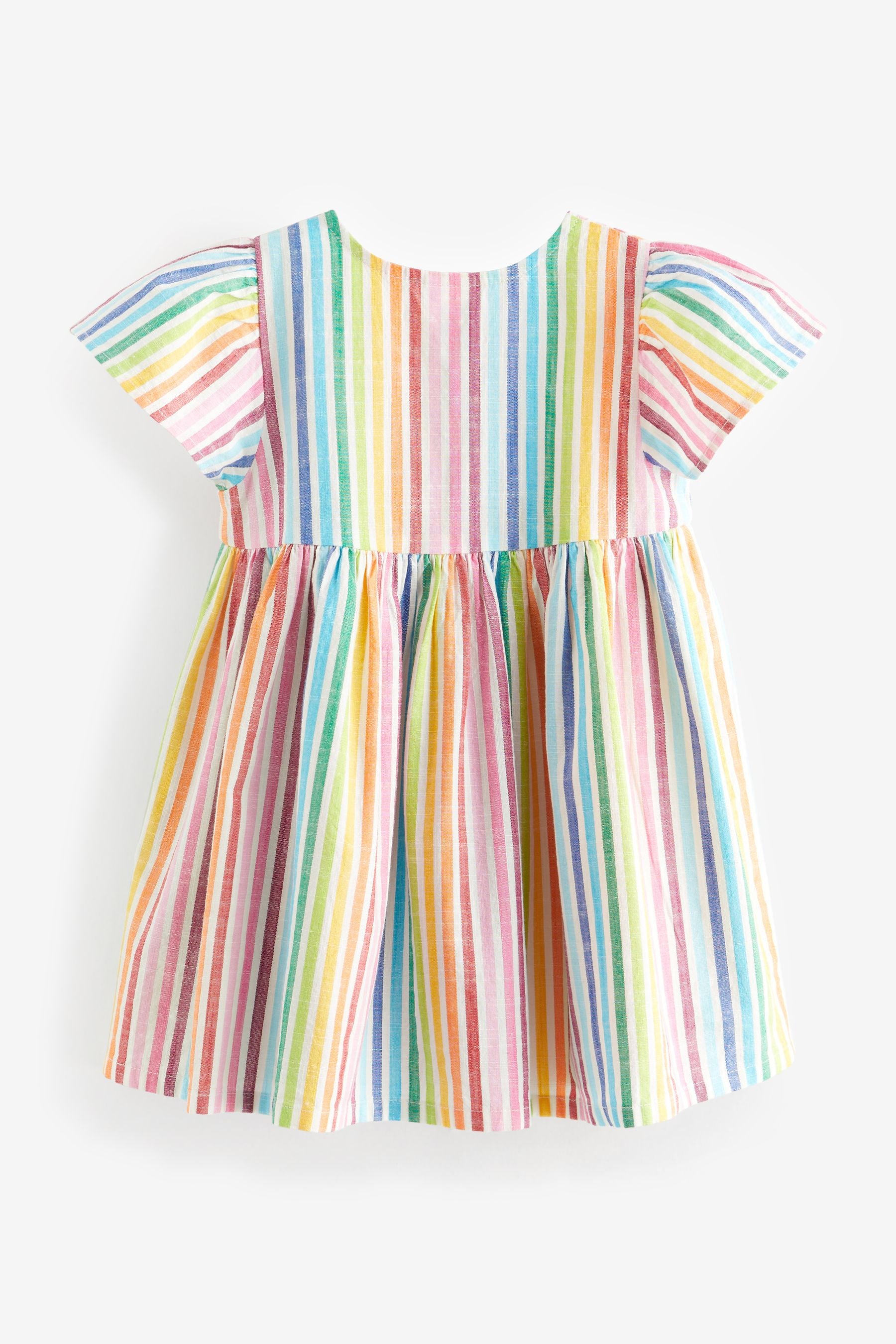 Rainbow Stripe Button Up 100% Cotton Dress (3mths-8yrs)