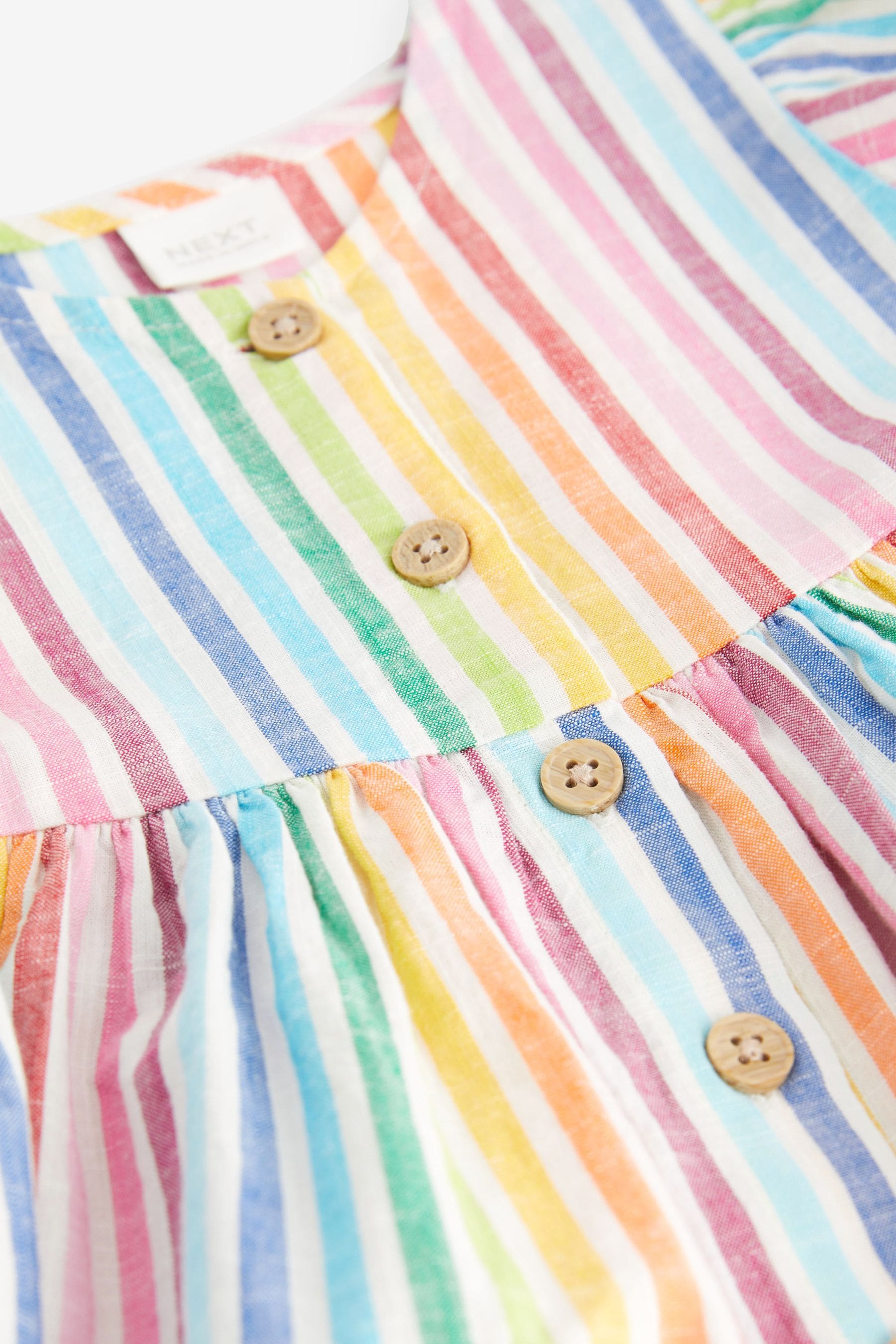 Rainbow Stripe Button Up 100% Cotton Dress (3mths-8yrs)