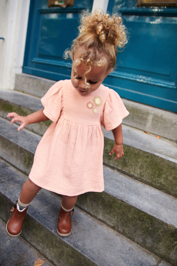 Pink Crochet Flower Dress (3mths-8yrs)