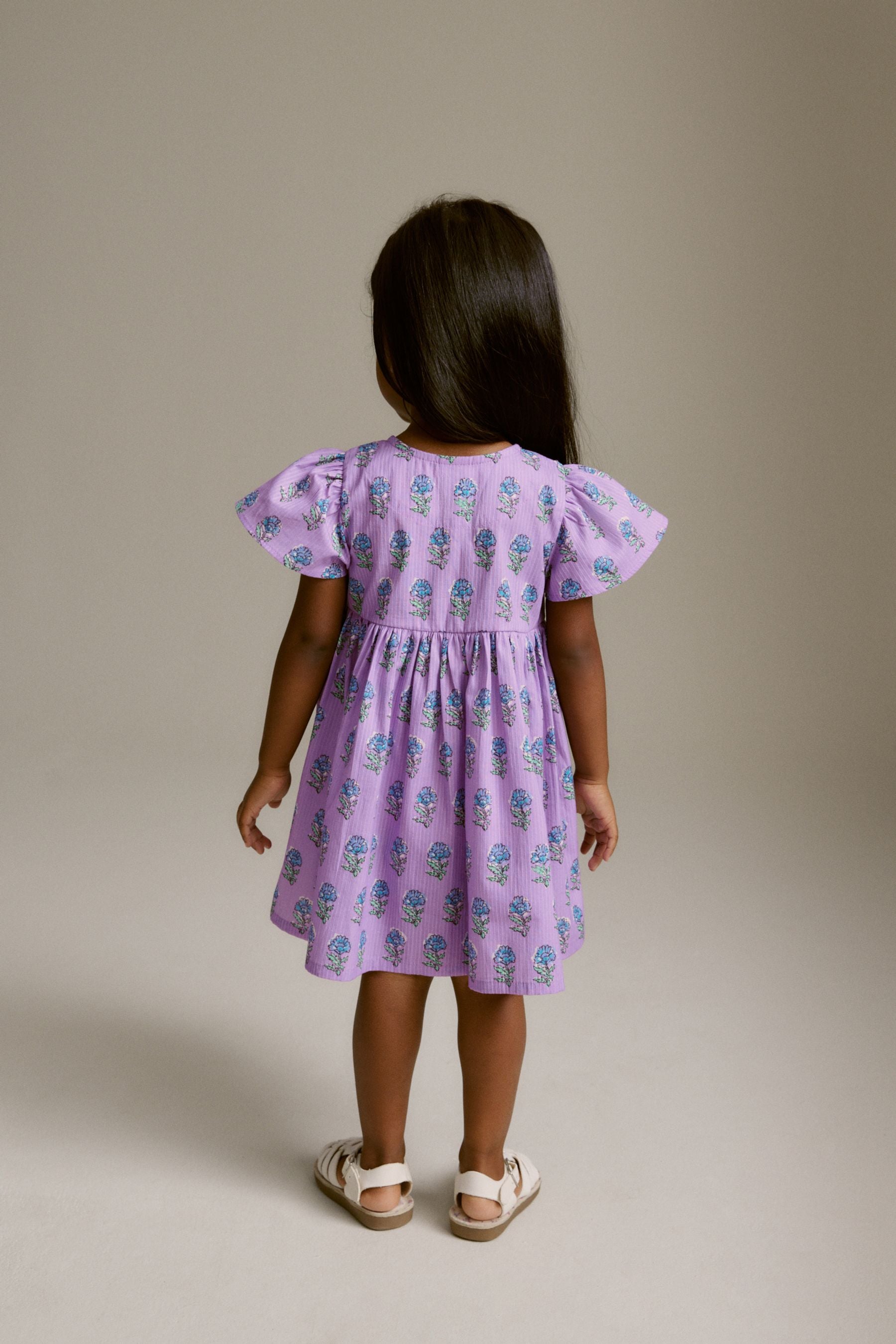 Purple Cotton Button Up Dress (3mths-8yrs)