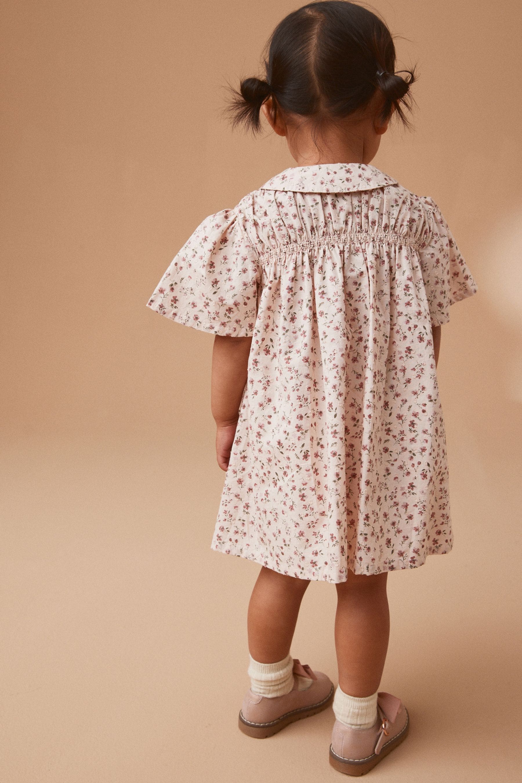 Pink Ditsy Shirred Cotton Dress (3mths-7yrs)