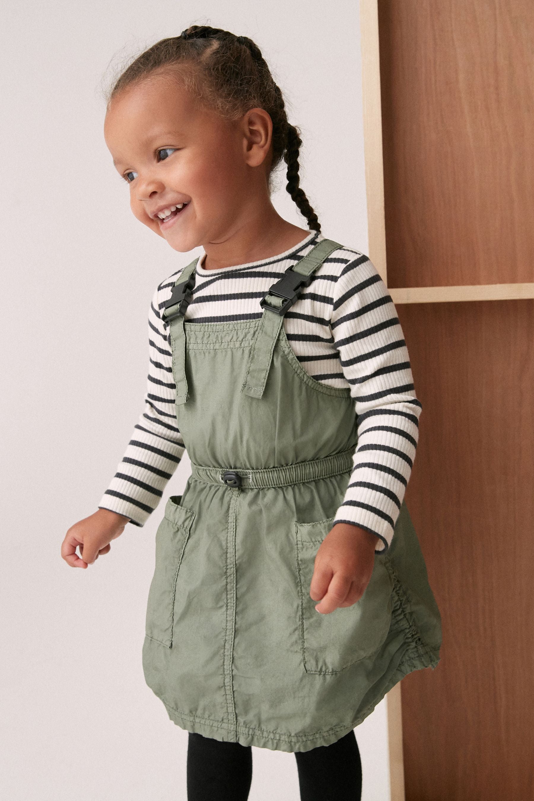 Green Cargo Utility Pinafore Dress (3mths-8yrs)