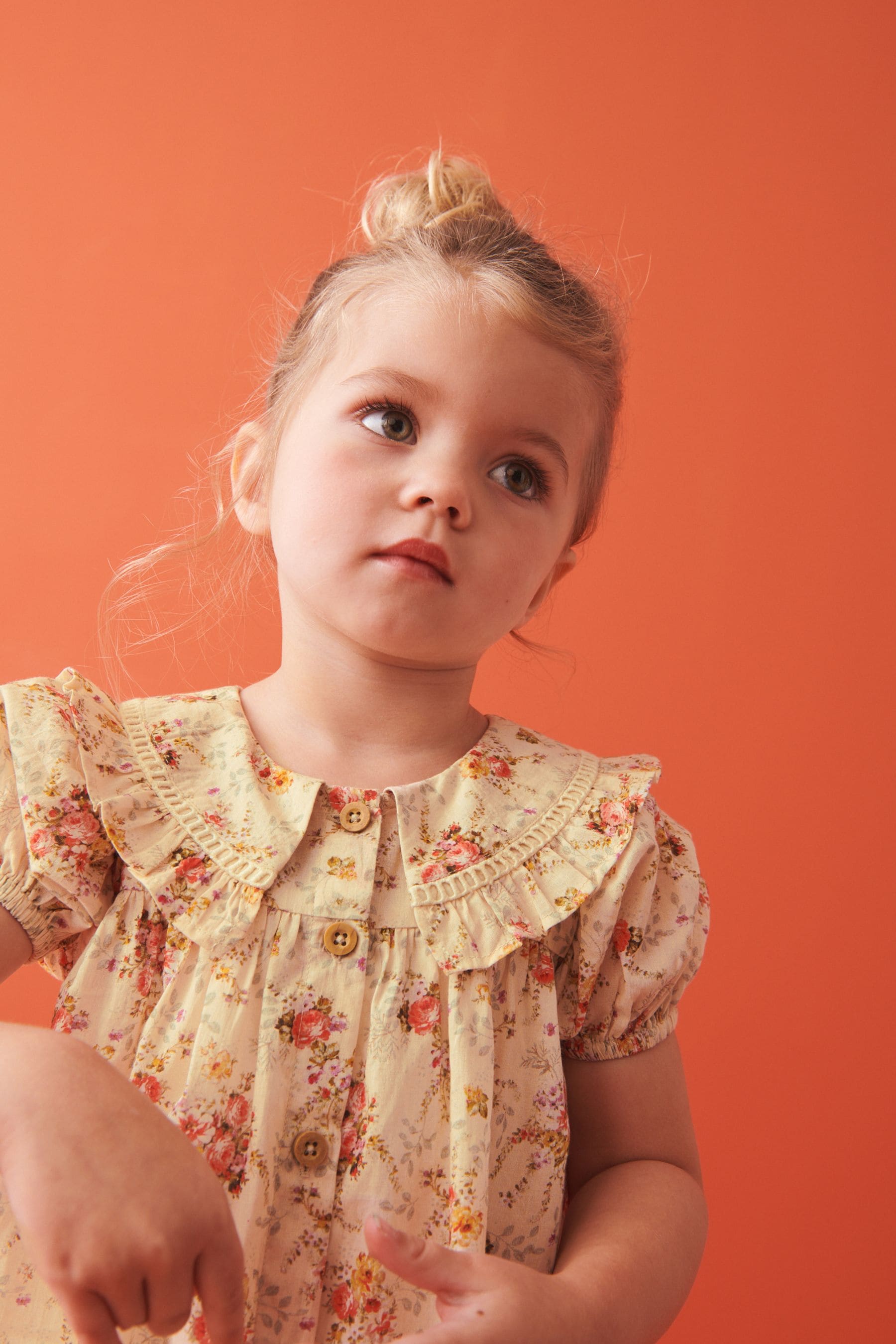 Cream Floral Printed Collar Dress (3mths-10yrs)