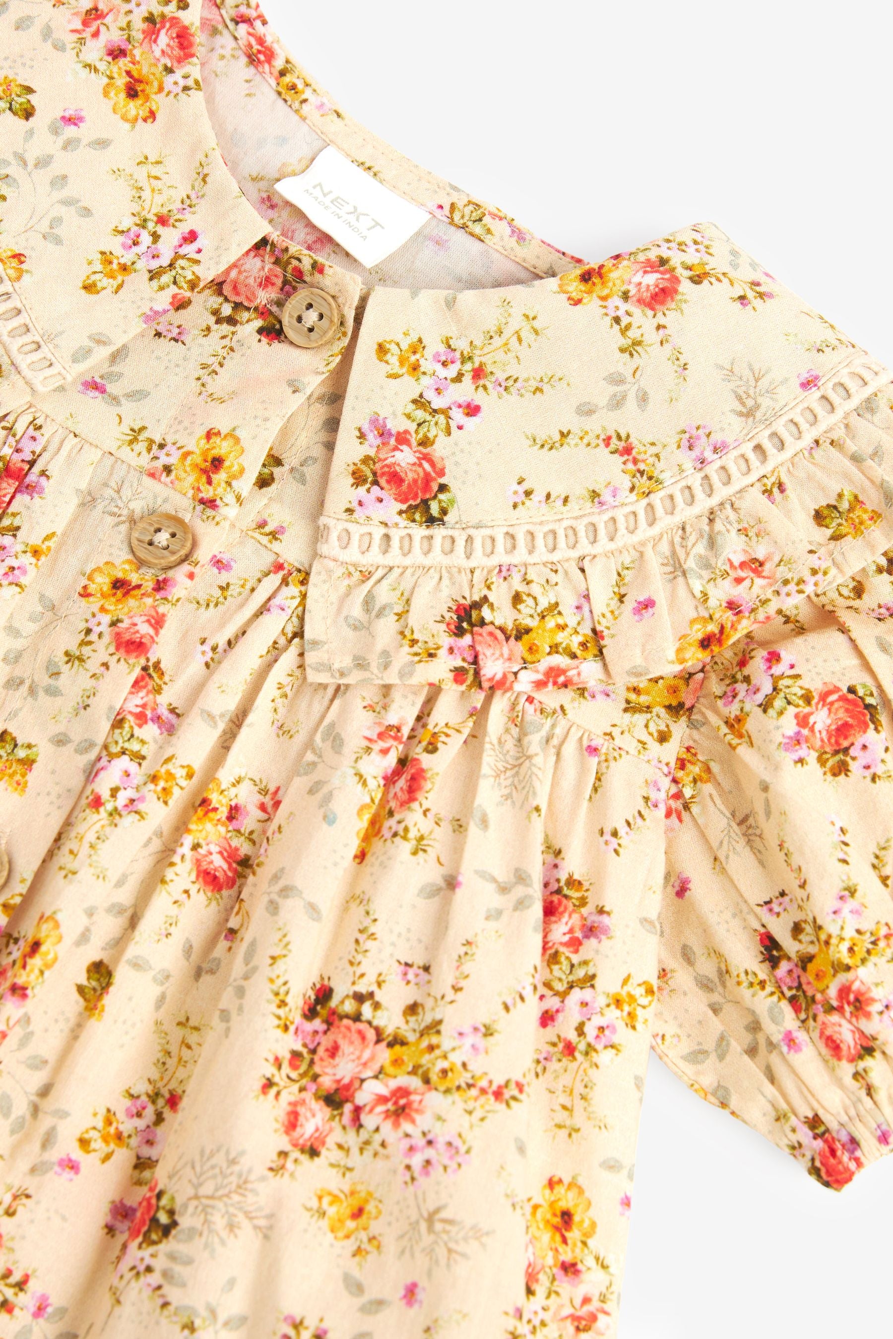 Cream Floral Printed Collar Dress (3mths-10yrs)