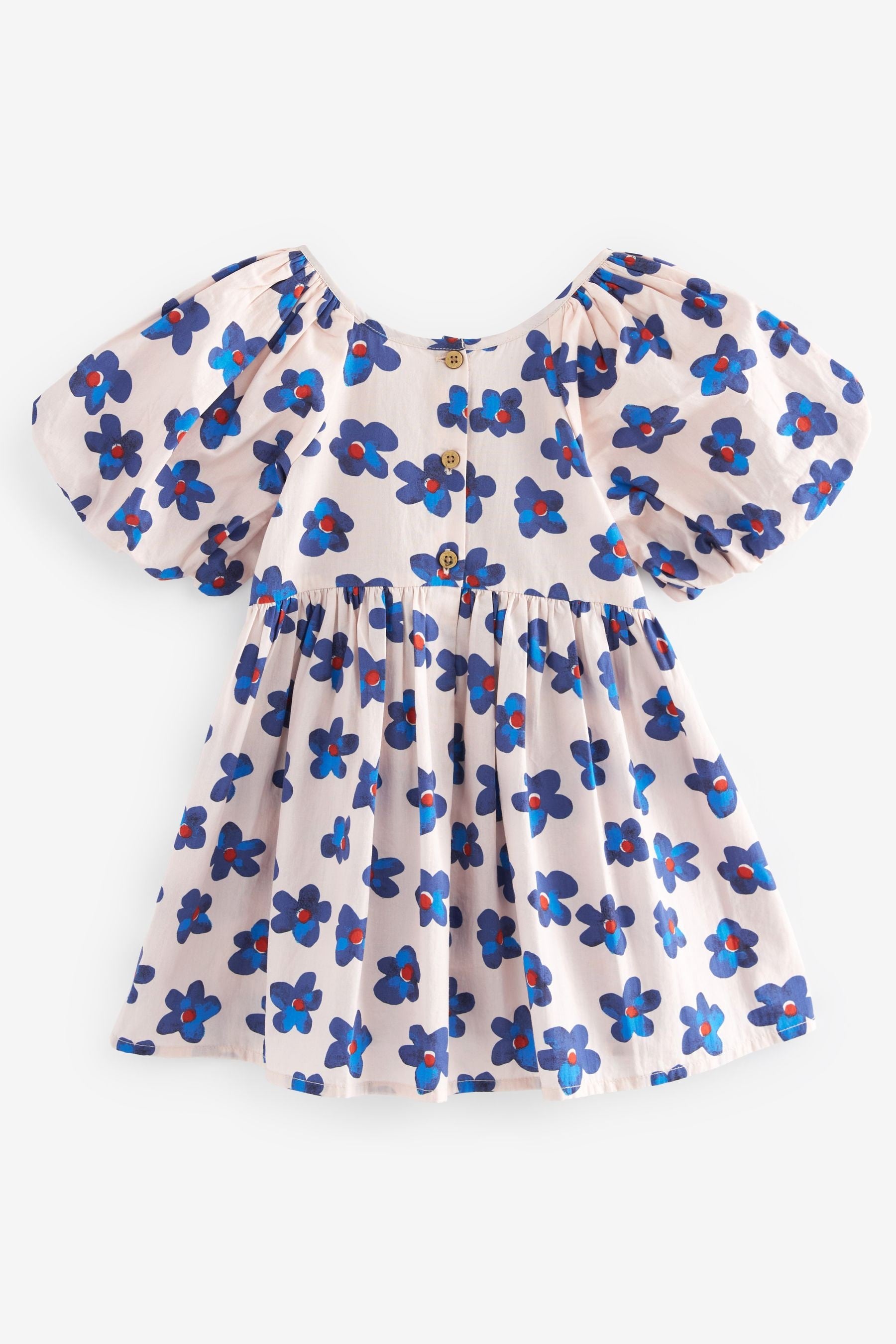 Blue Floral Puff Sleeve Dress (3mths-8yrs)