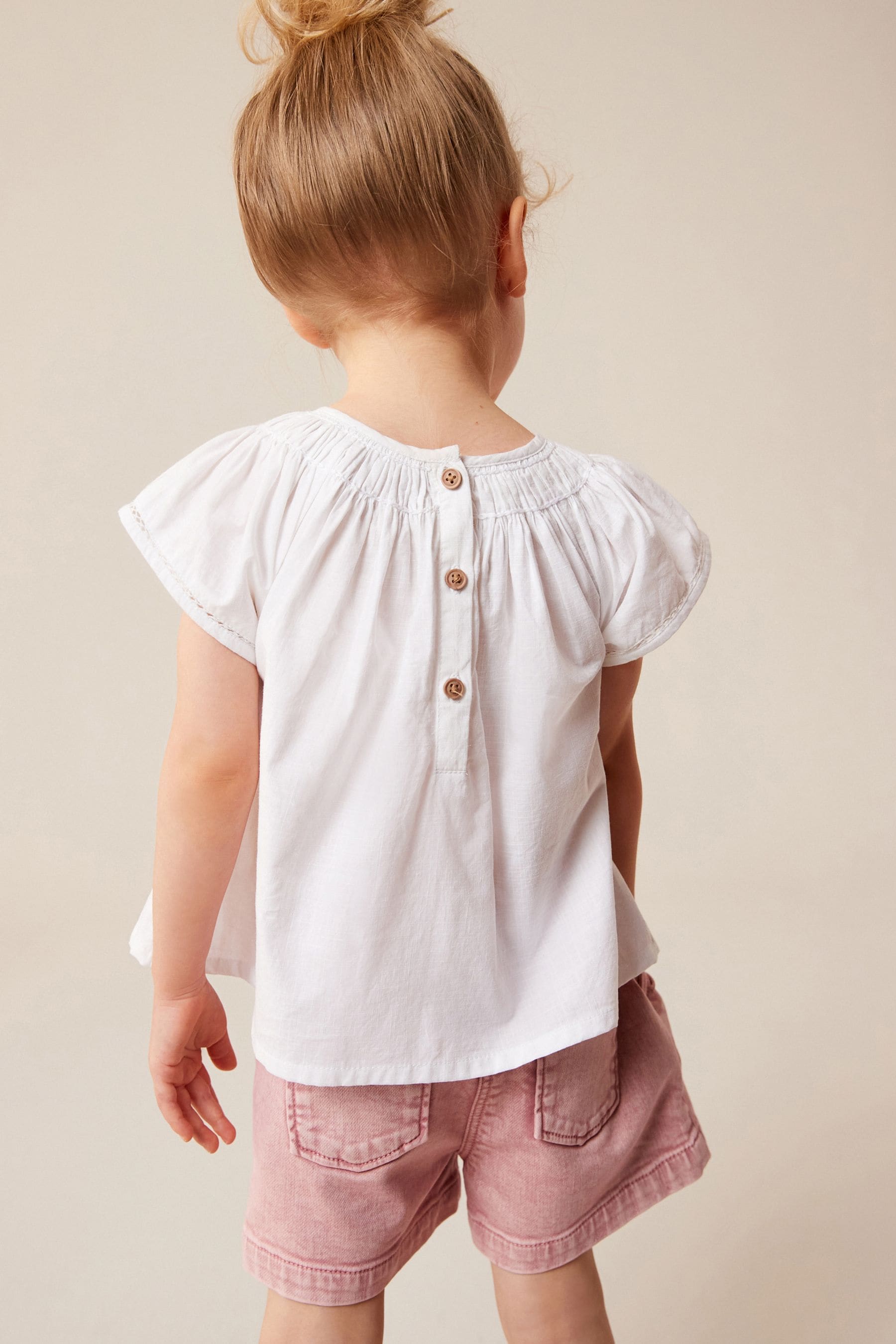 White 100% Cotton Angel Sleeve Blouse (3mths-8yrs)