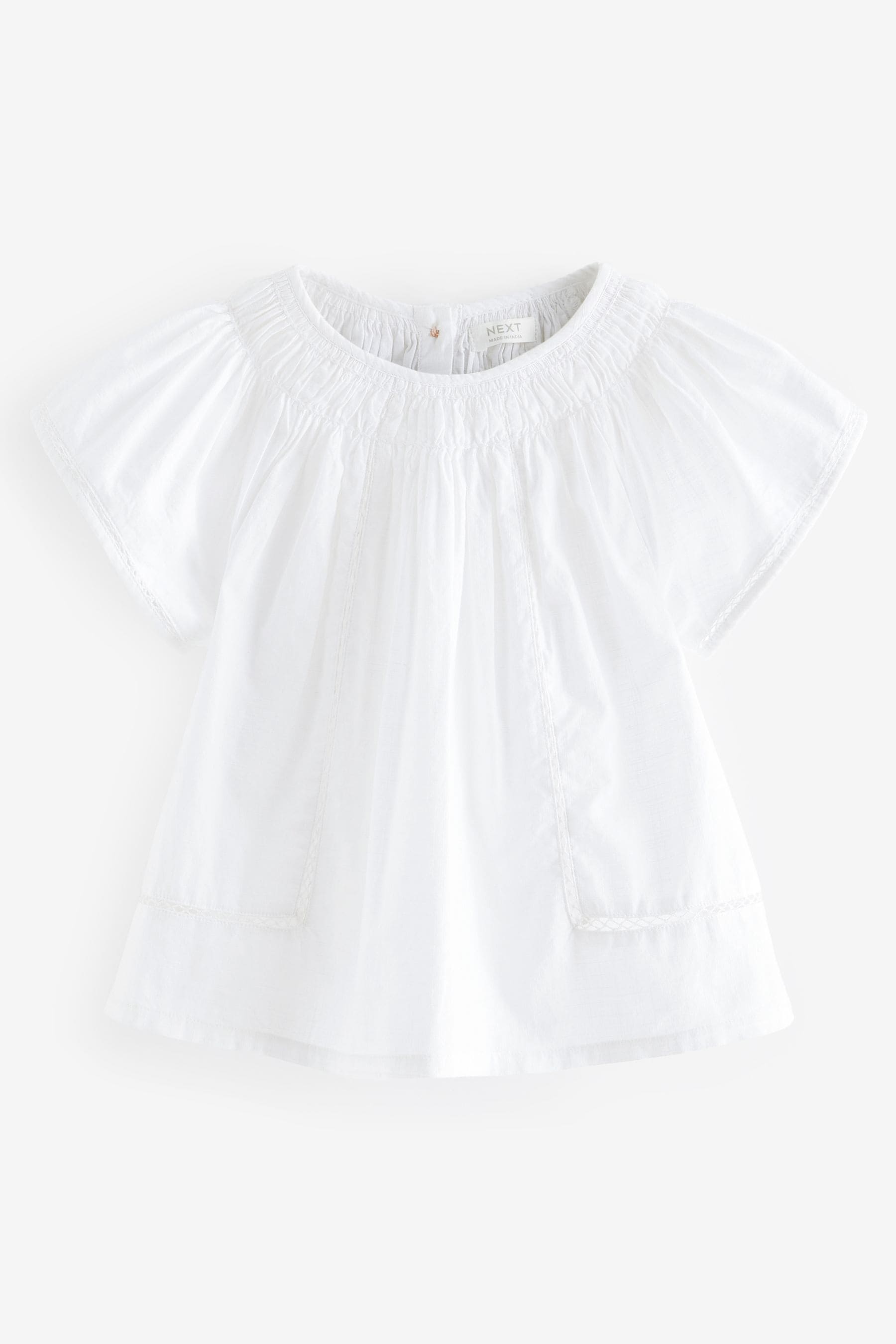 White 100% Cotton Angel Sleeve Blouse (3mths-8yrs)