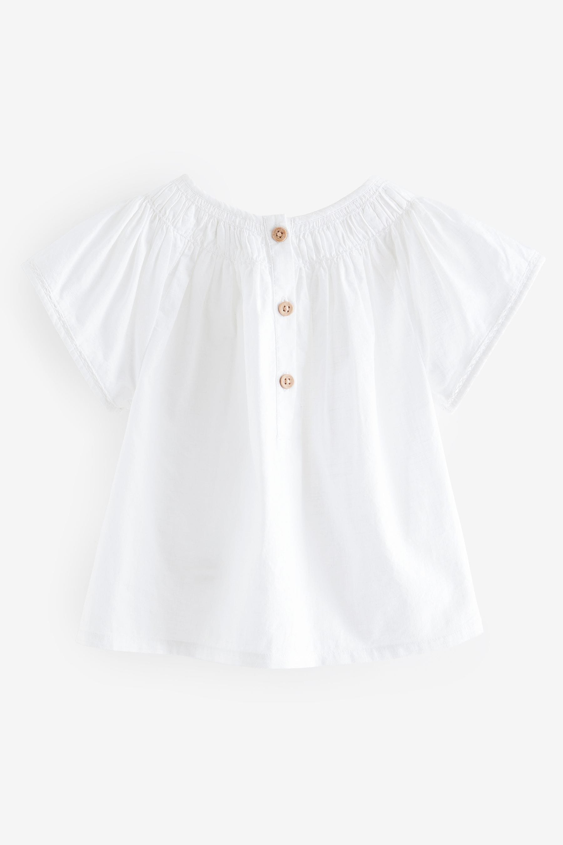 White 100% Cotton Angel Sleeve Blouse (3mths-8yrs)