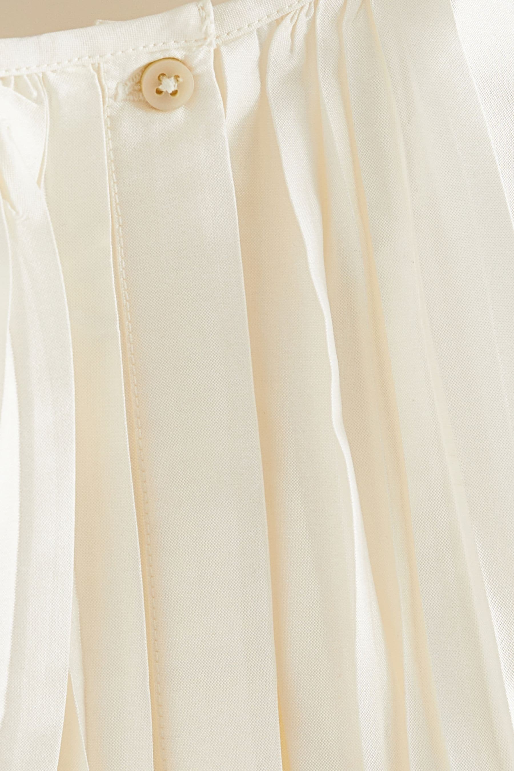 Cream Pleat Detail Short Sleeve Taffeta Dress (3mths-10yrs)