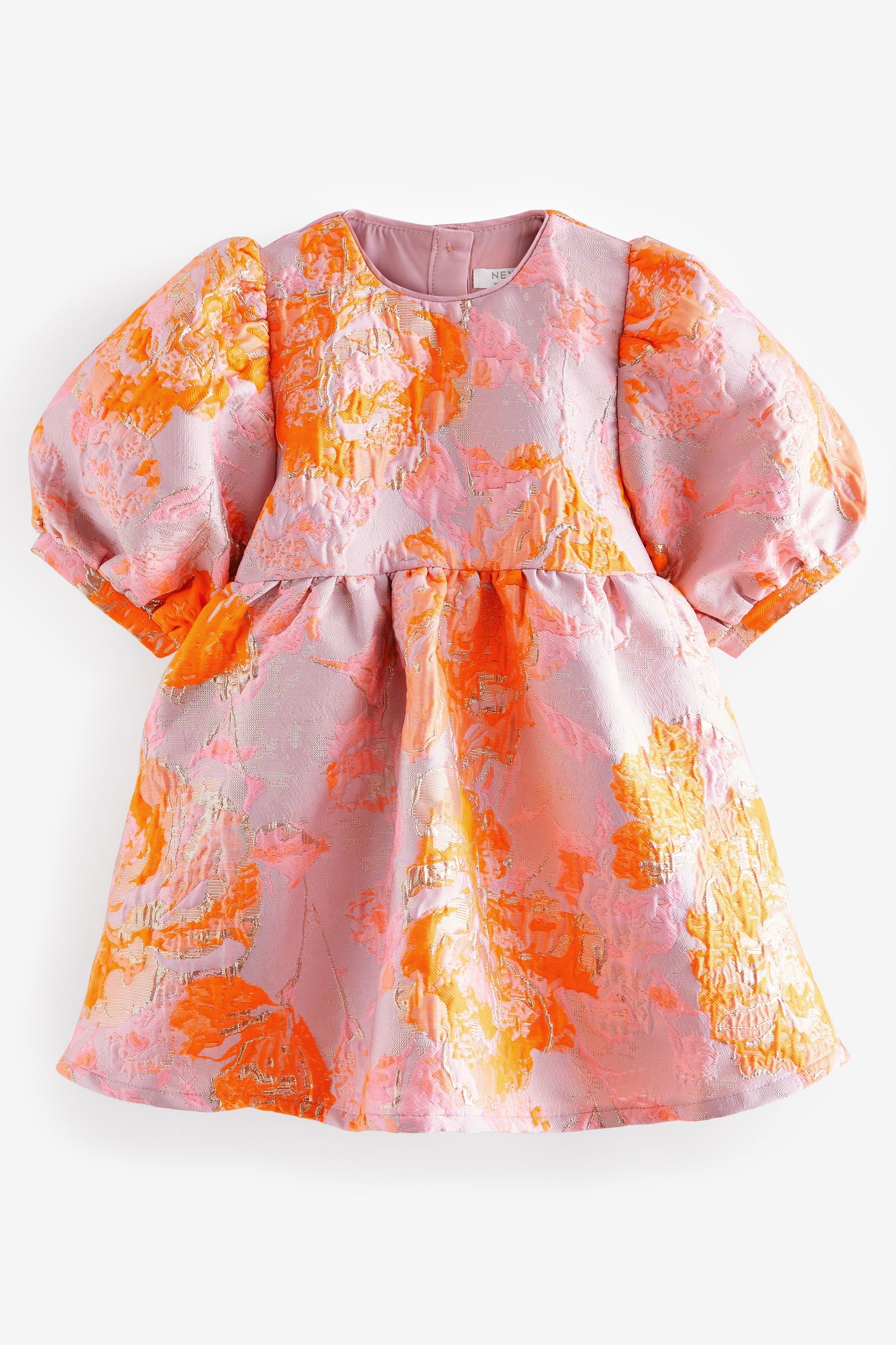 Pink/Orange Floral Jacquard Prom Dress (12mths-10yrs)