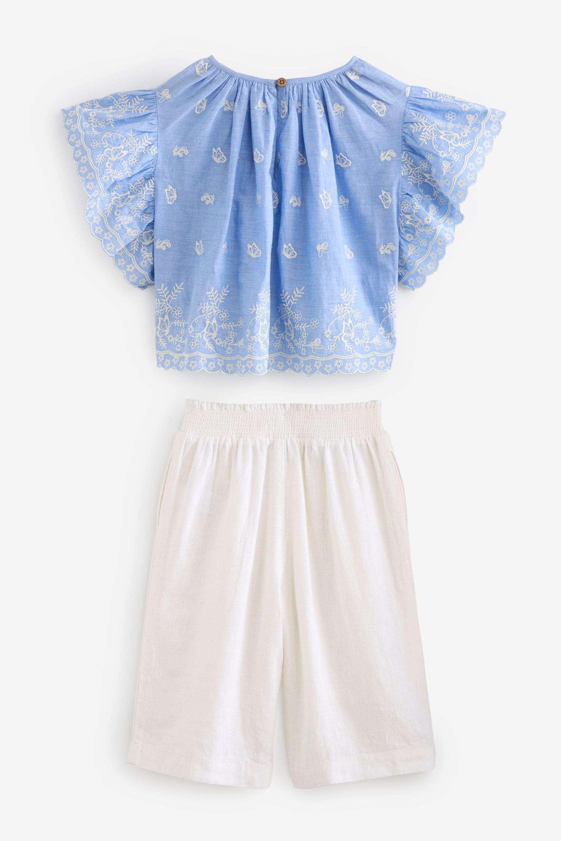 Blue Embroidered Blouse And Trousers Set (3mths-8yrs)