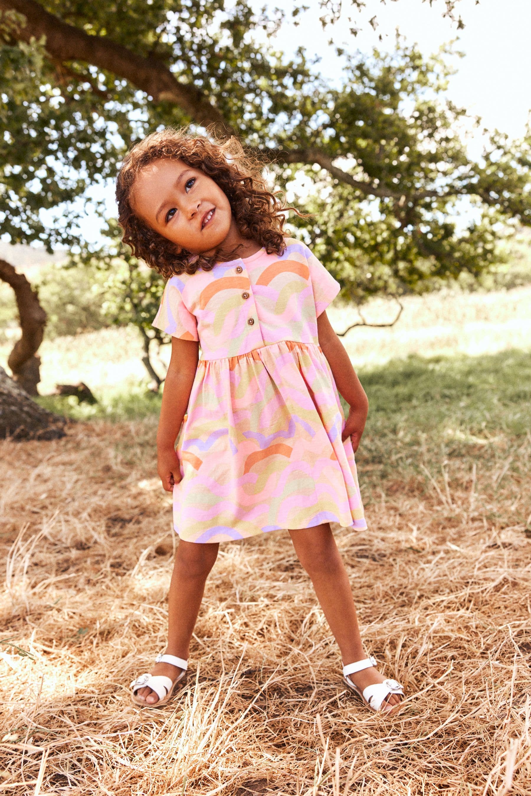 Rainbow Short Sleeve Jersey Dress (3mths-7yrs)