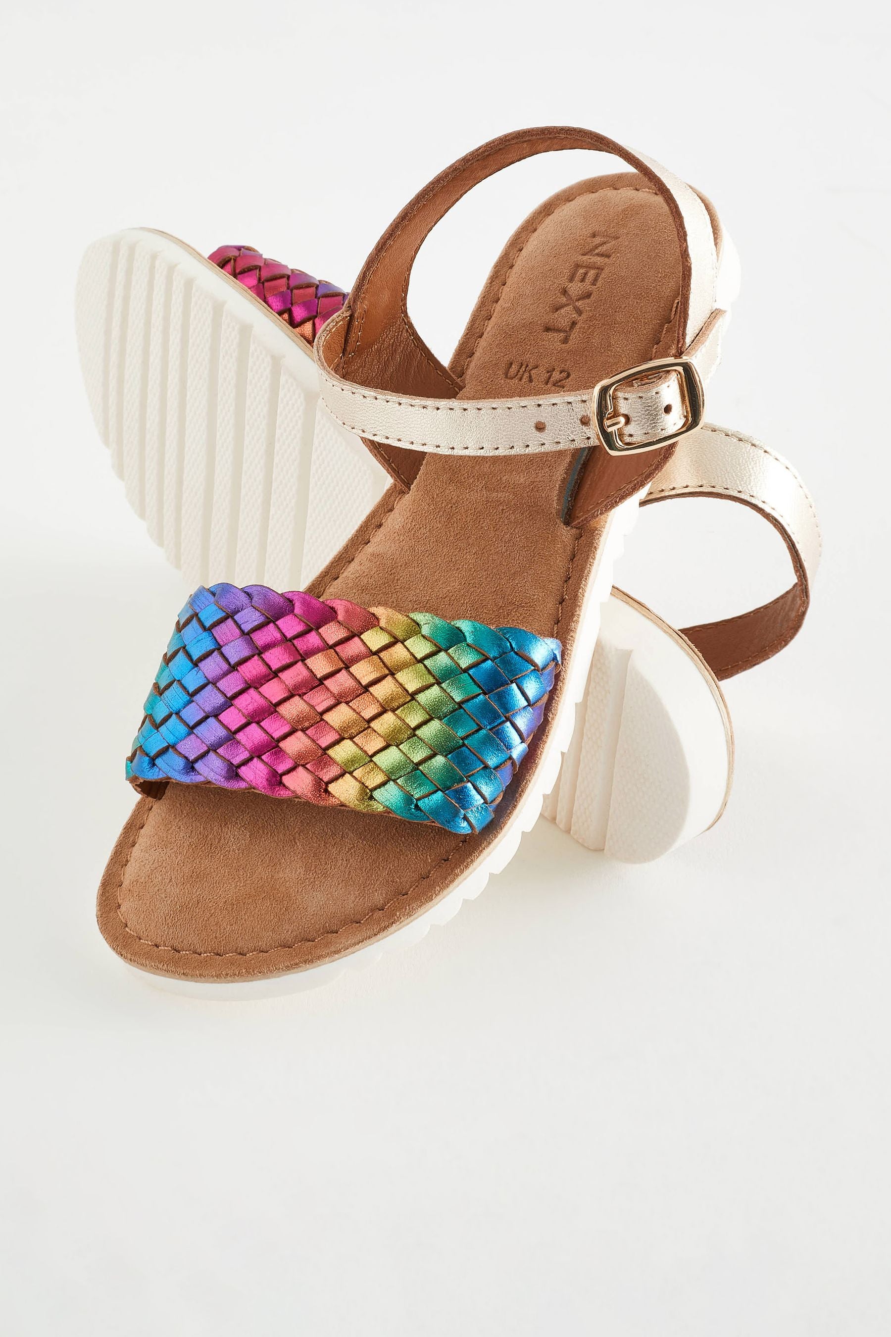 Rainbow Leather Woven Sandals