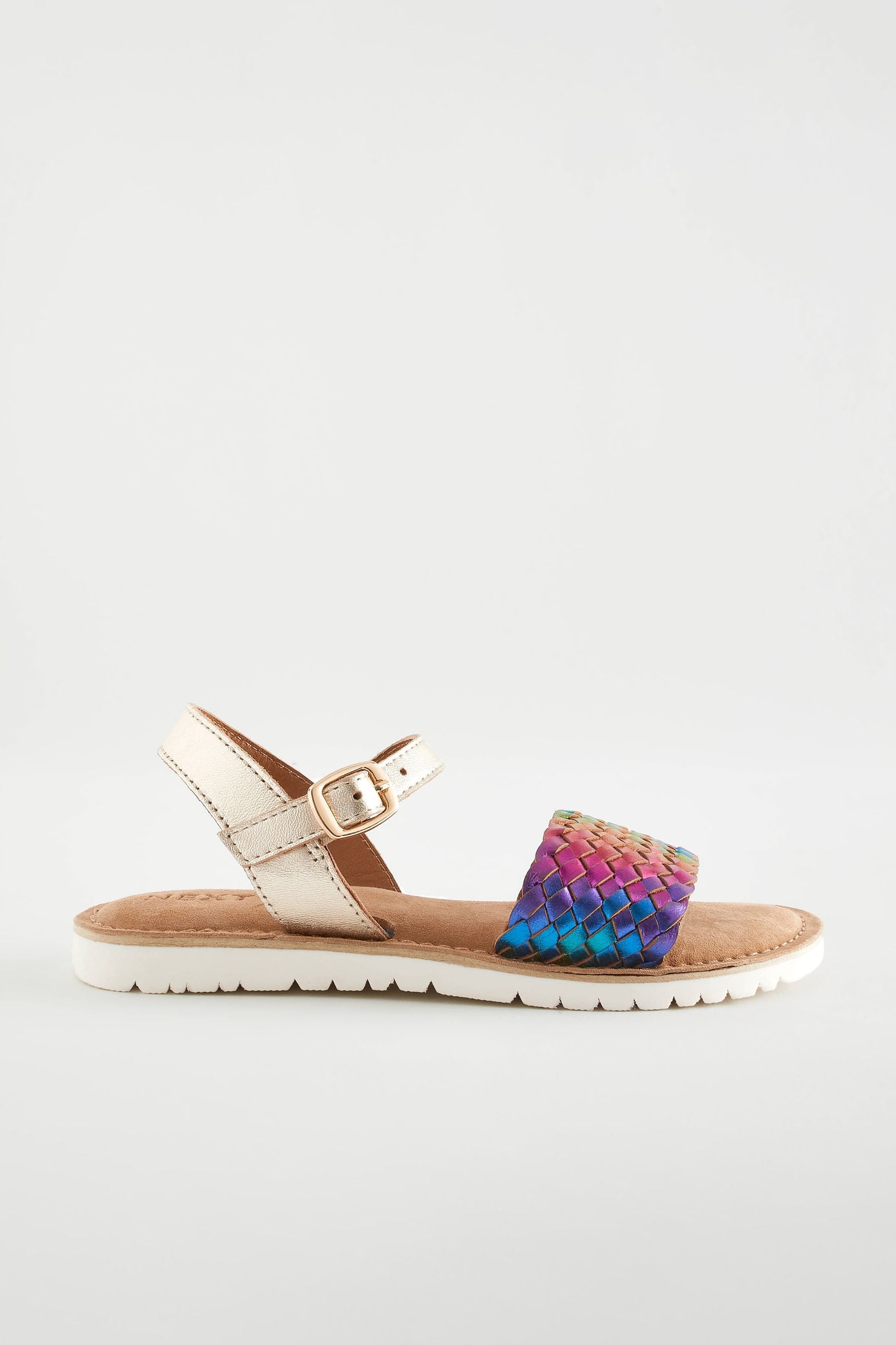 Rainbow Leather Woven Sandals