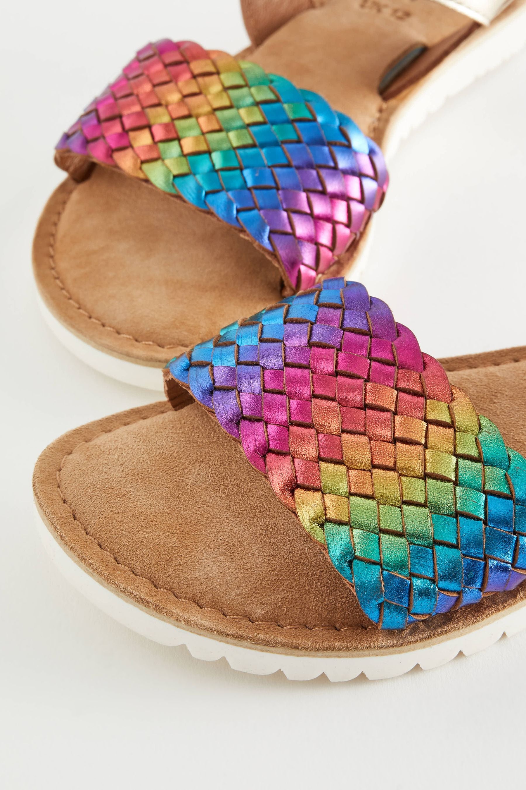 Rainbow Leather Woven Sandals