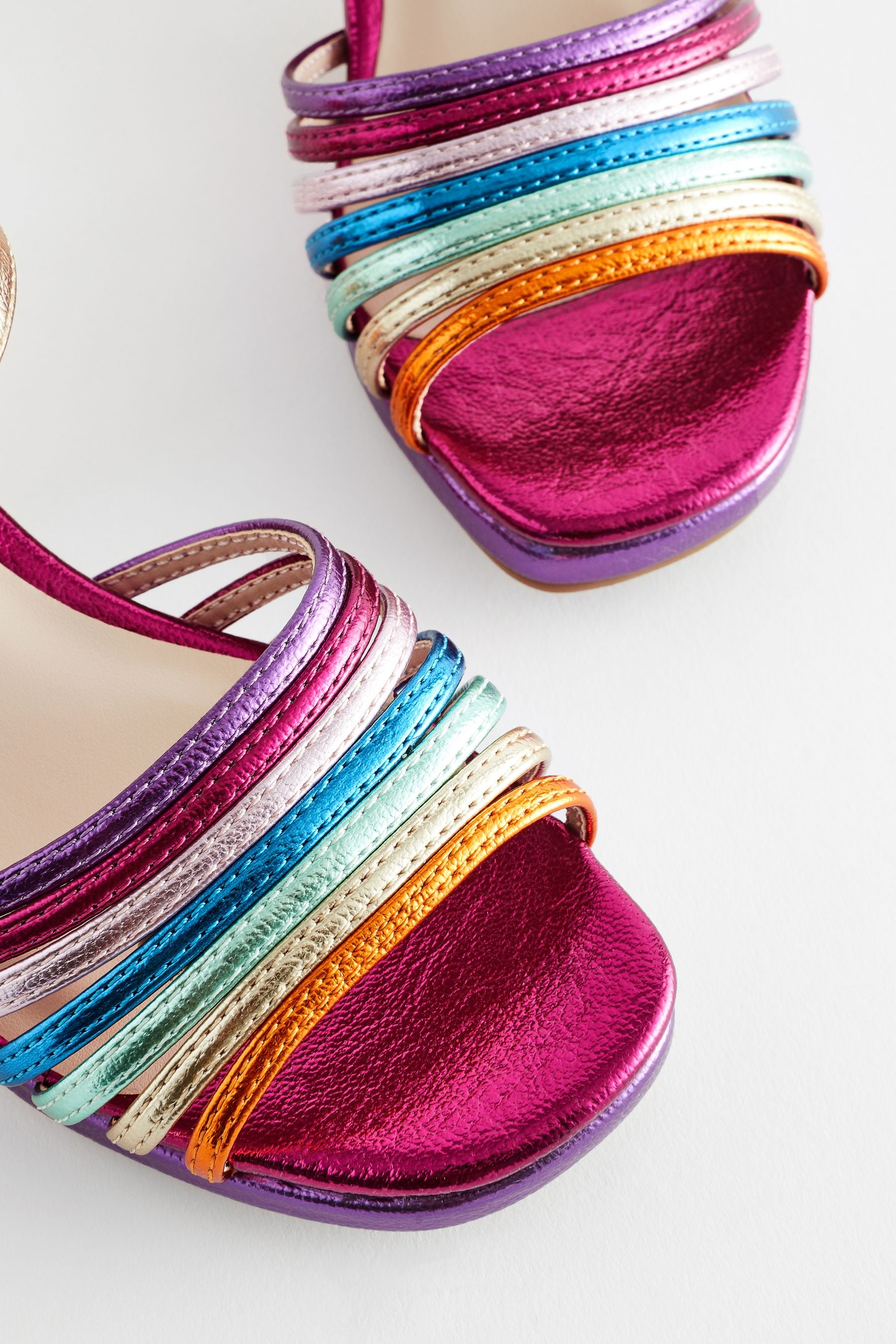 Multicolour Rainbow Platform Heel Occasion Sandals