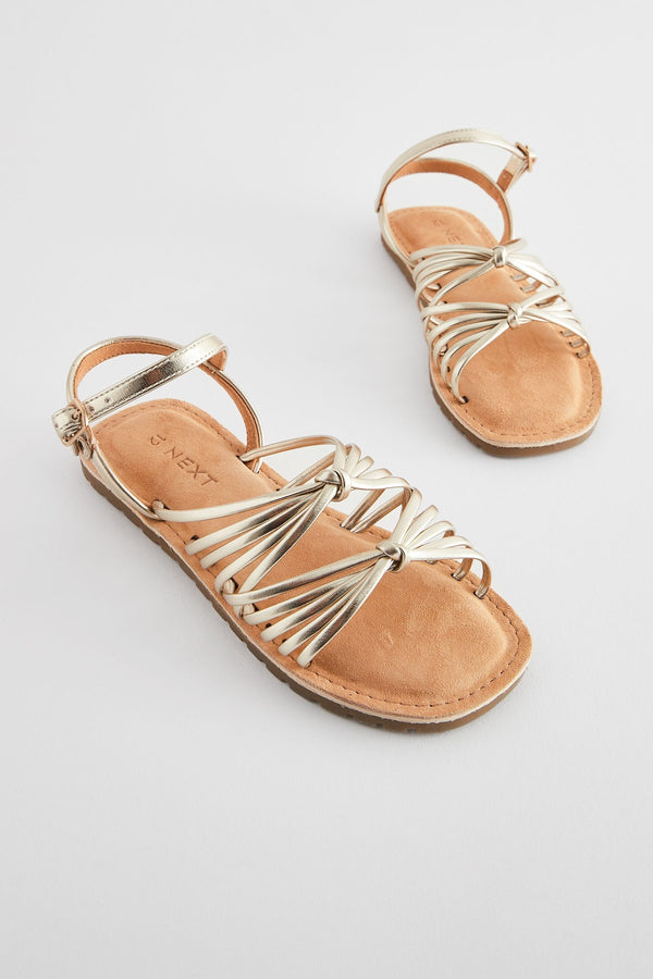 Gold Metallic Strappy Sandals