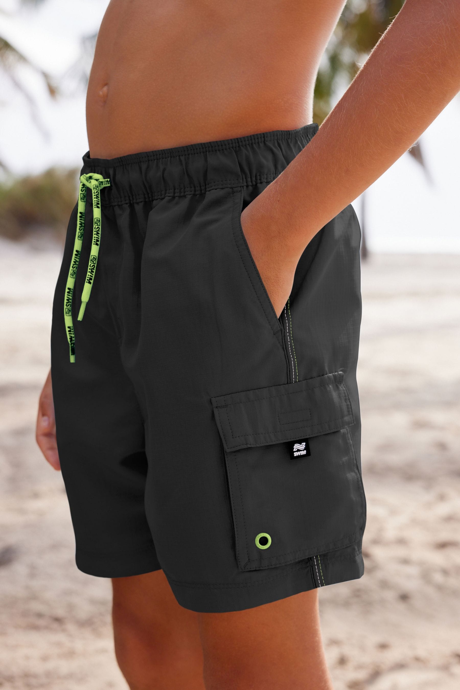 Black Cargo Swim Shorts (3-16yrs)