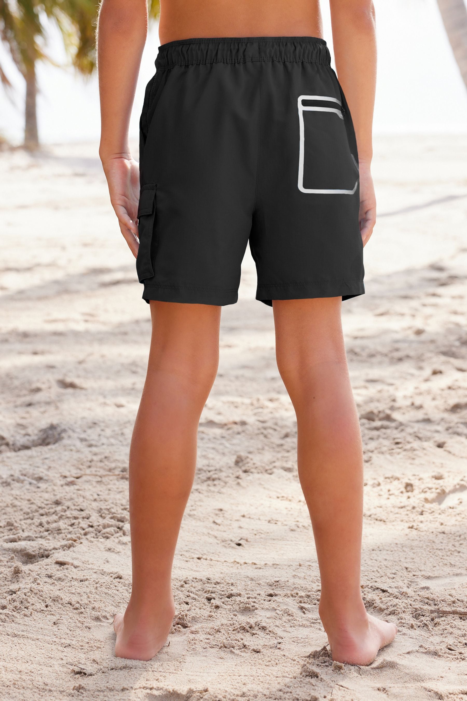 Black Cargo Swim Shorts (3-16yrs)