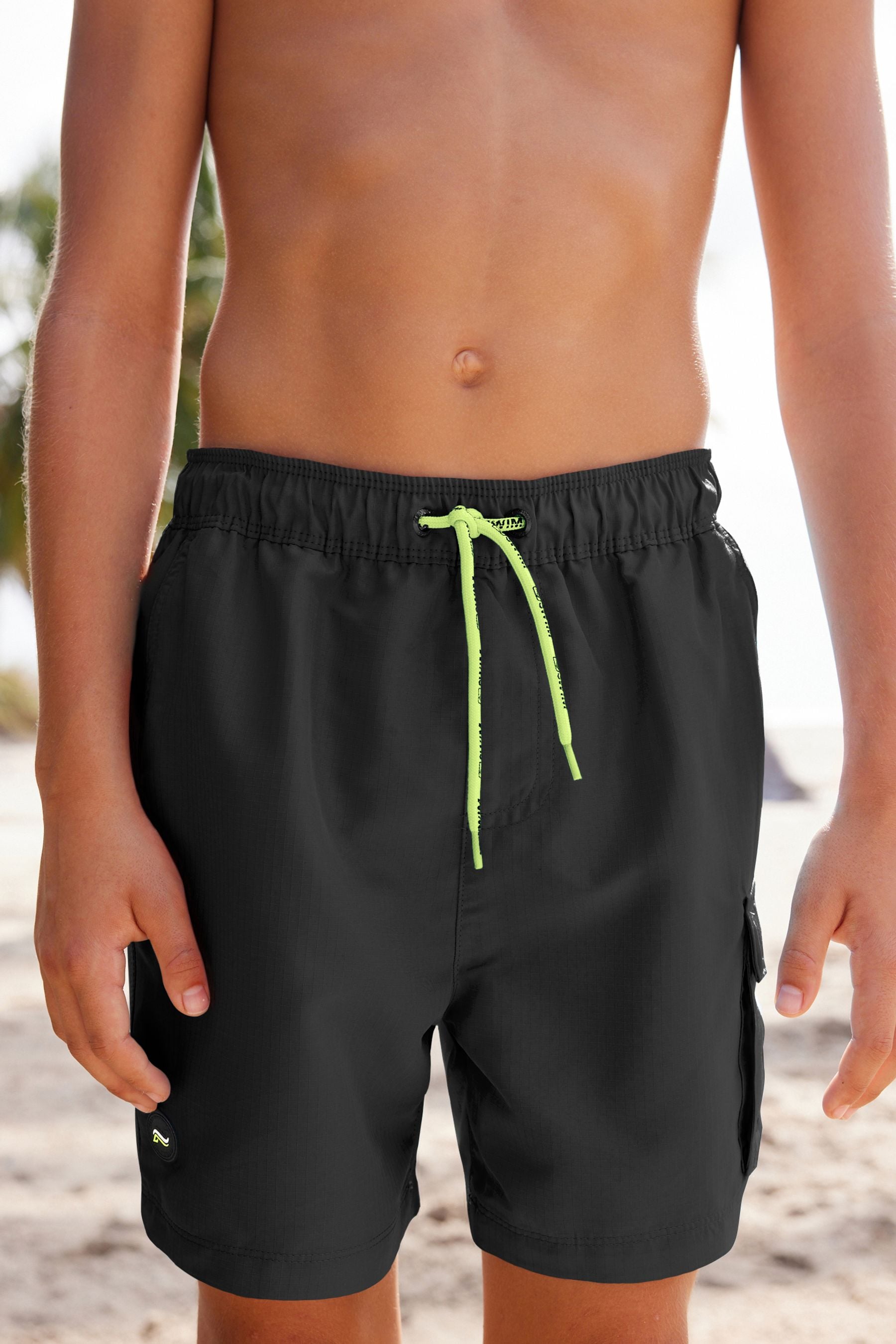 Black Cargo Swim Shorts (3-16yrs)