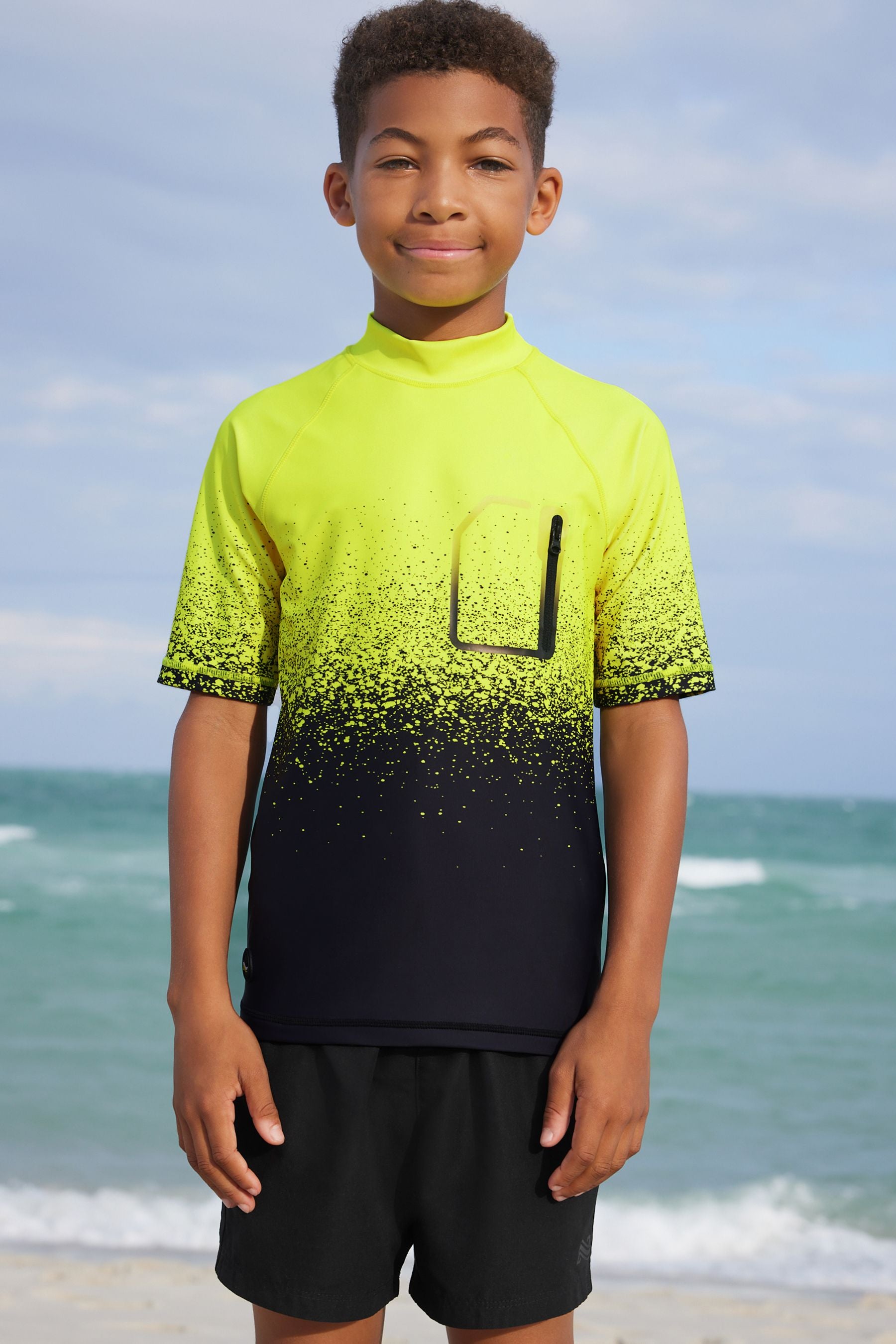 Yellow/Black Short Sleeve Sunsafe Rash Vest (1.5-16yrs)