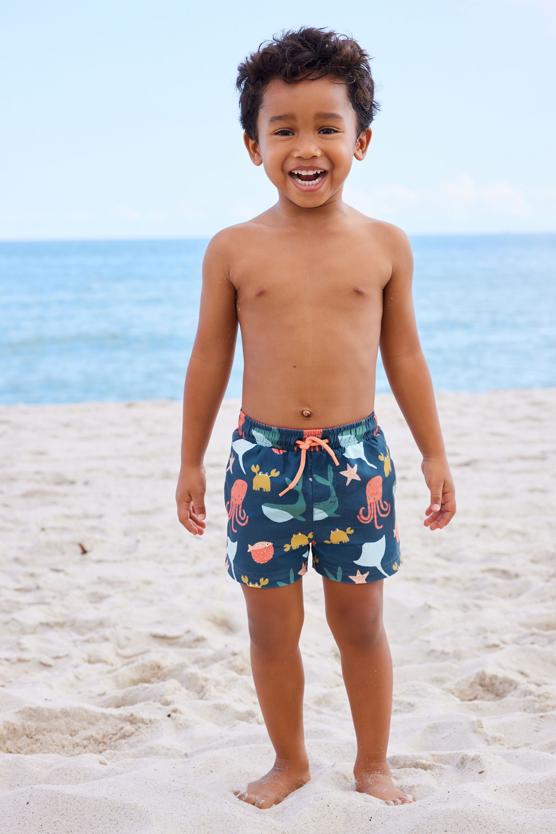 Navy Printed Swim Shorts (3mths-7yrs)