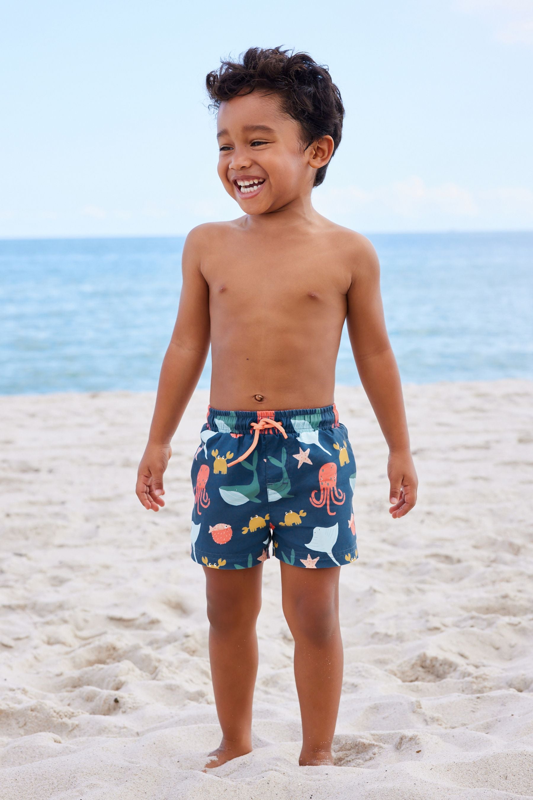 Navy Printed Swim Shorts (3mths-7yrs)