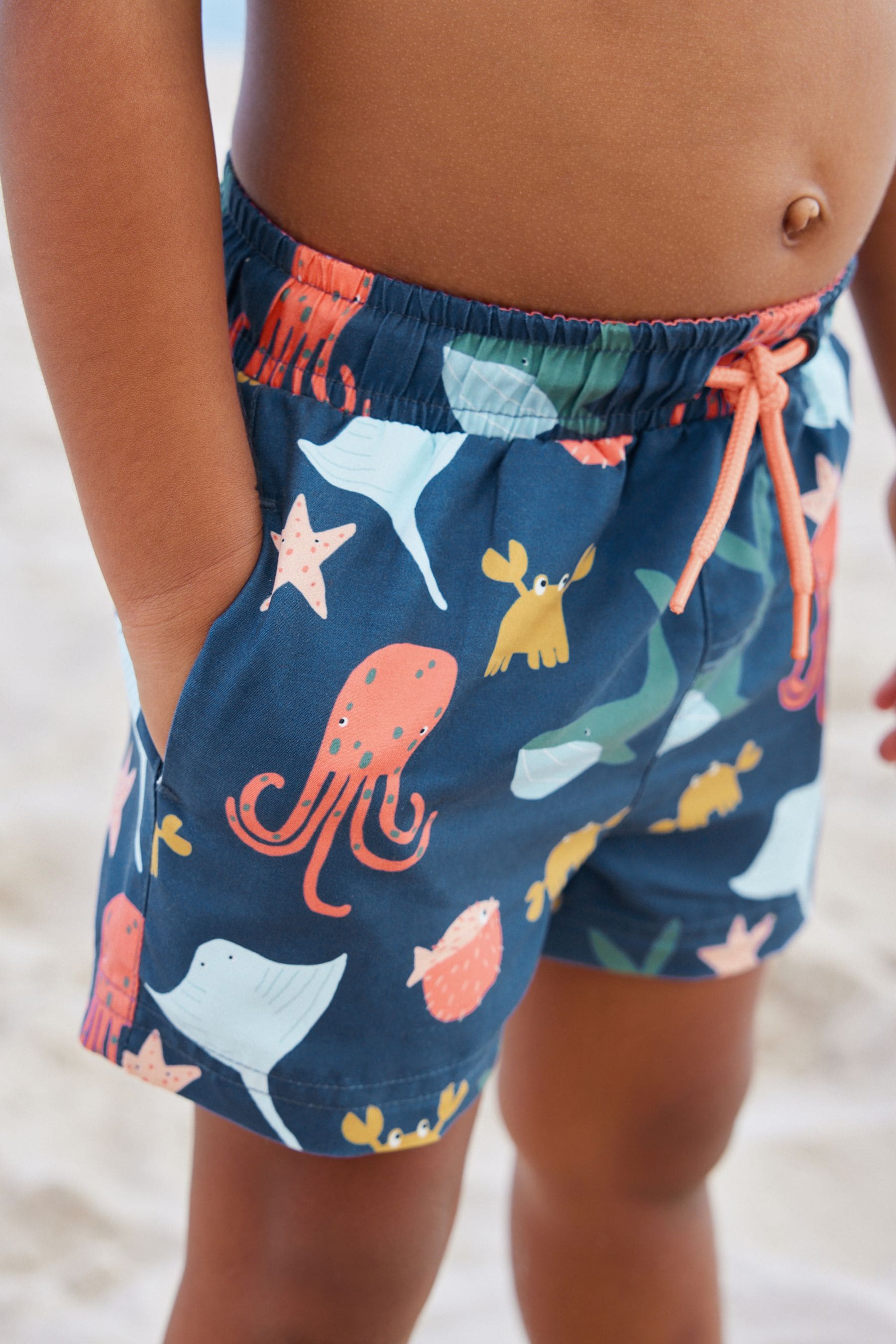 Navy Printed Swim Shorts (3mths-7yrs)