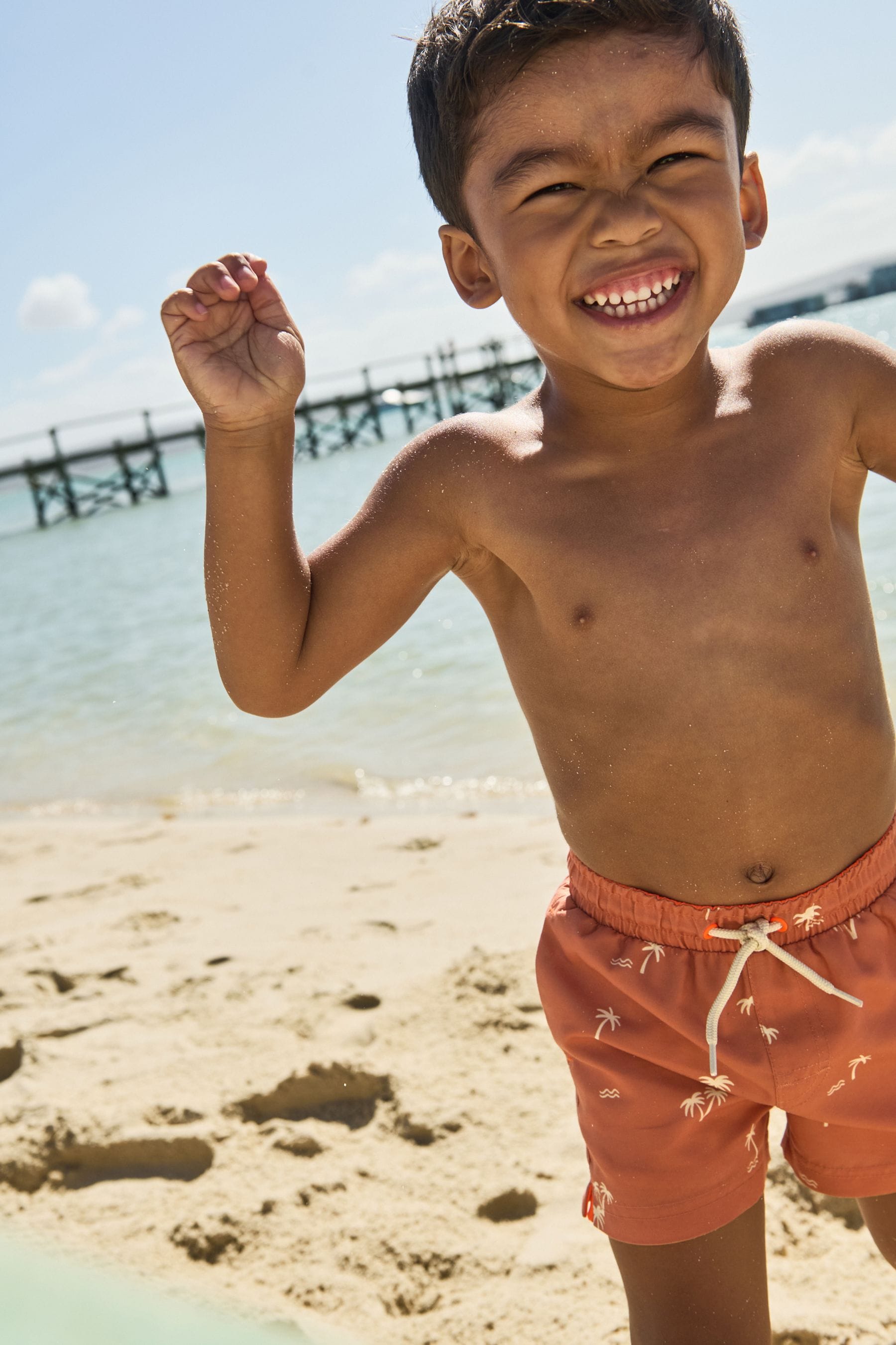 Rust Palm Printed Swim Shorts (3mths-16yrs)