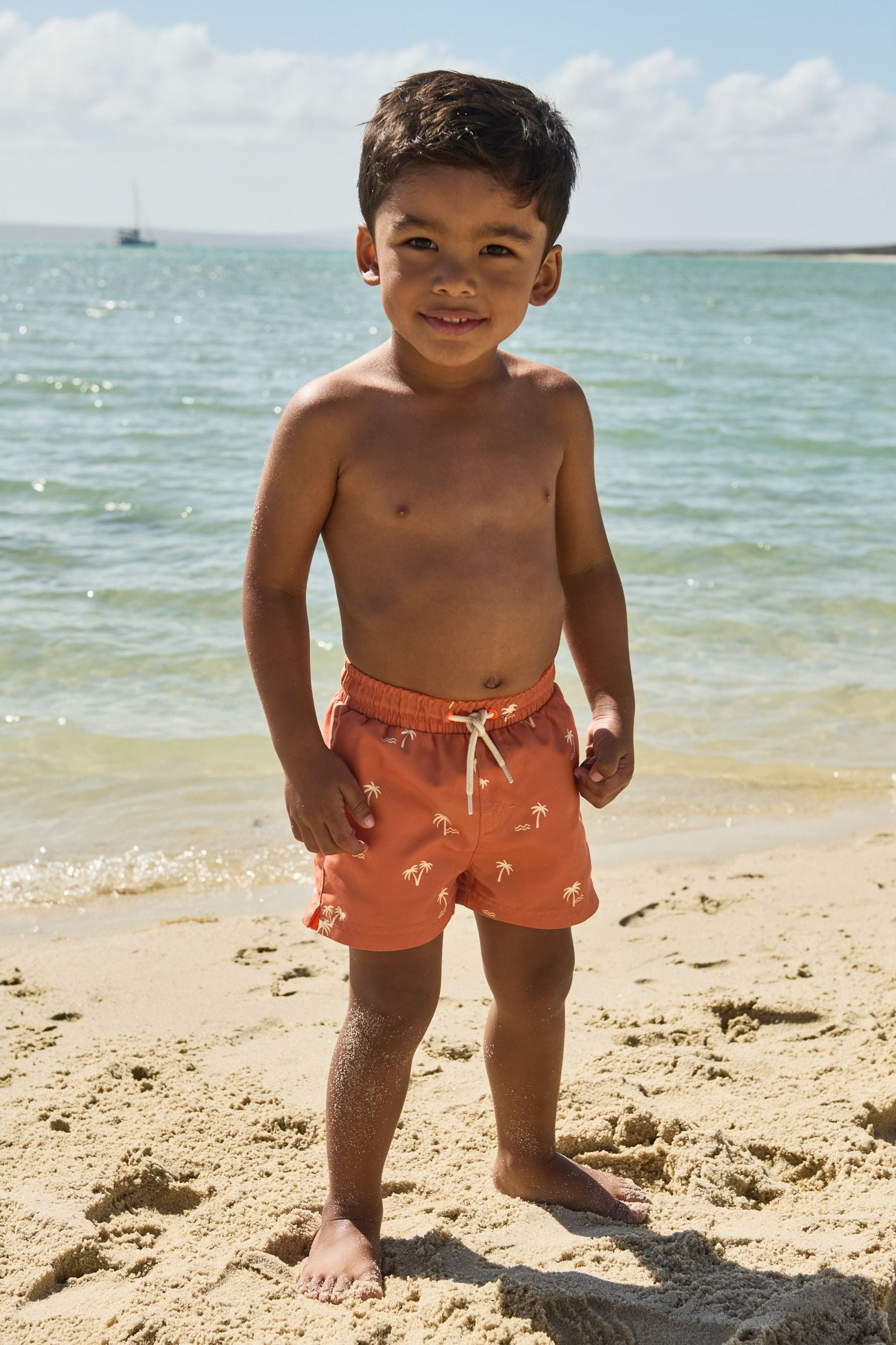 Rust Palm Printed Swim Shorts (3mths-16yrs)