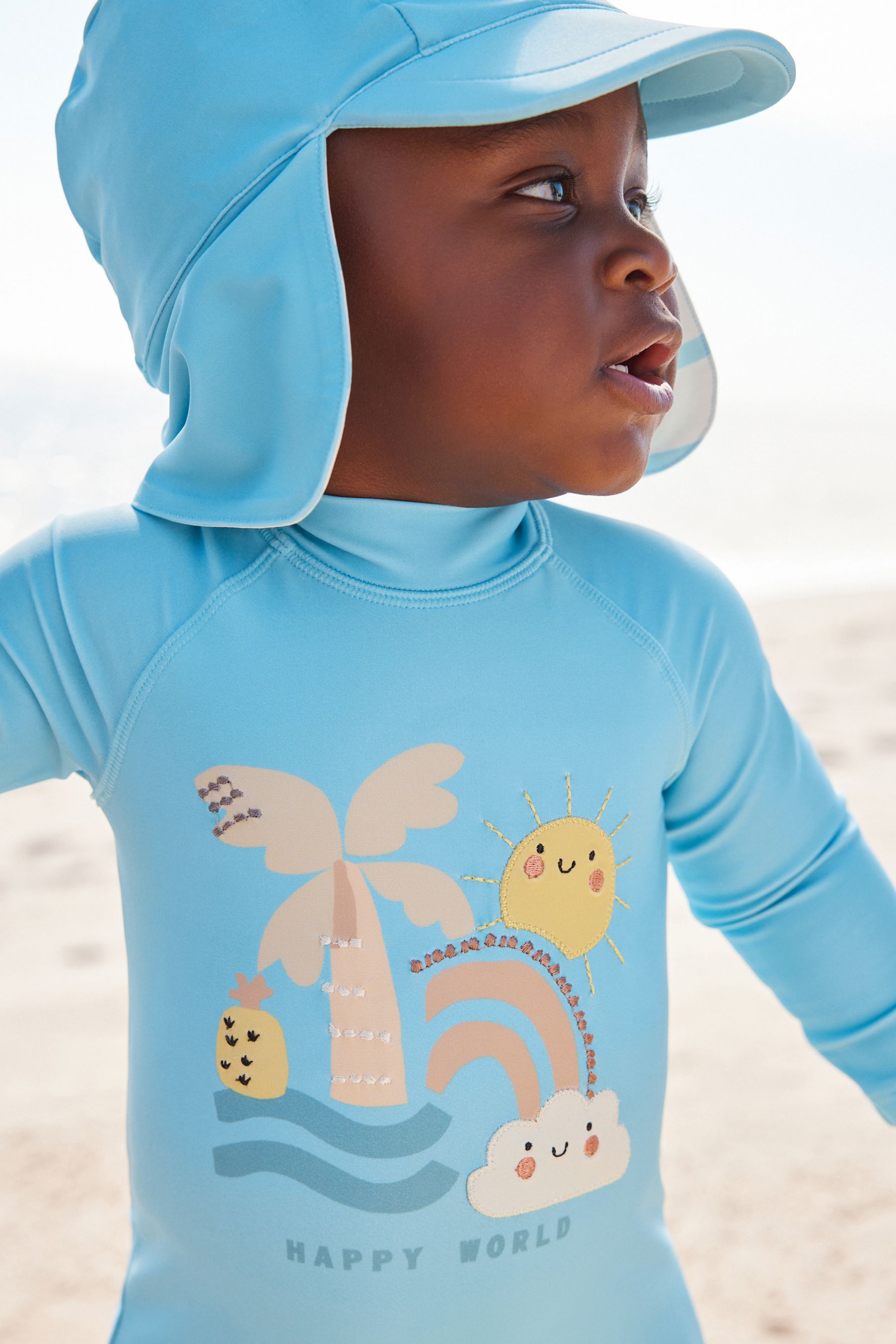 Blue Sunsafe Swimsuit & Hat 2 Piece Set (3mths-7yrs)