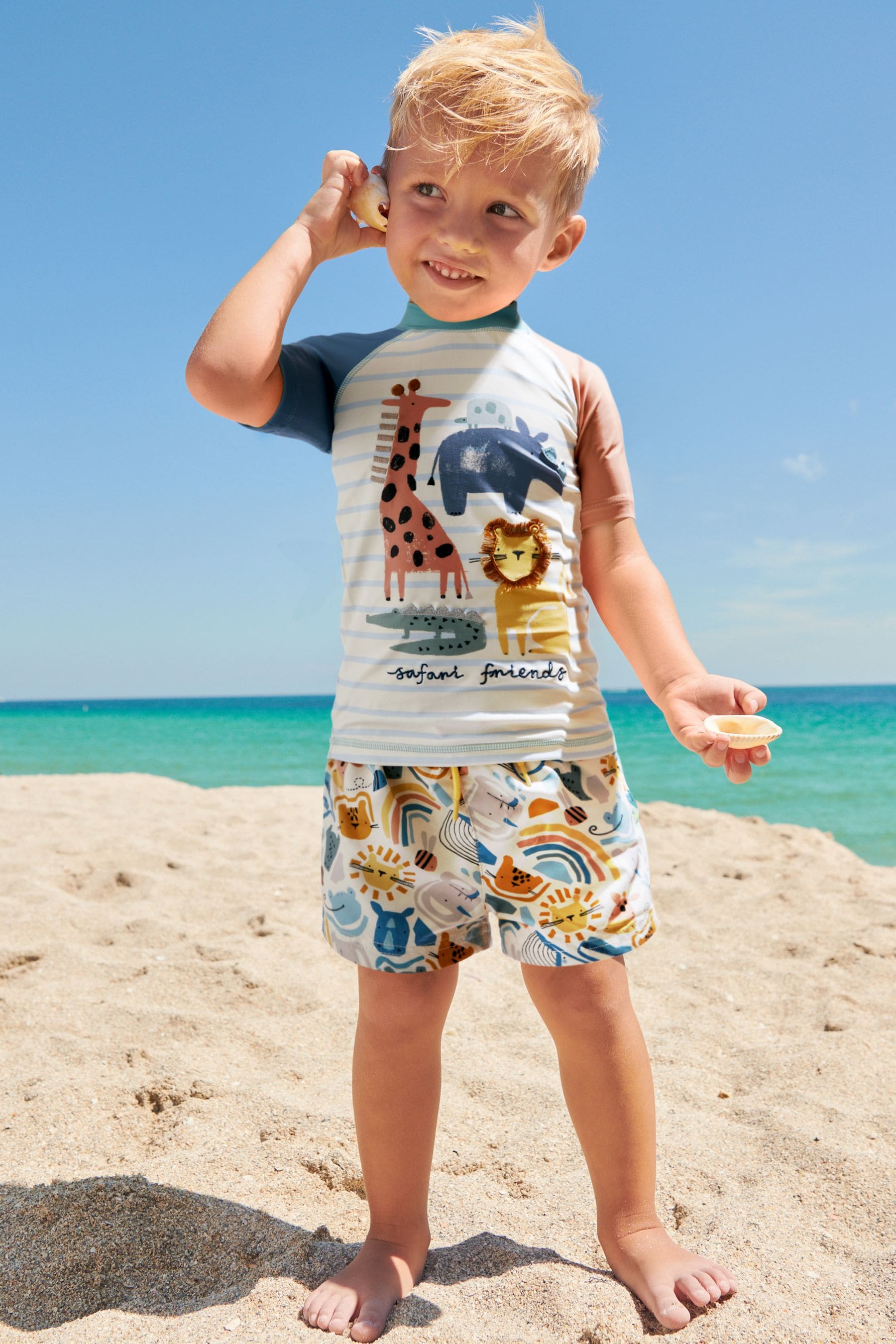 Neutral Safari Sunsafe Top and Shorts Set (3mths-7yrs)