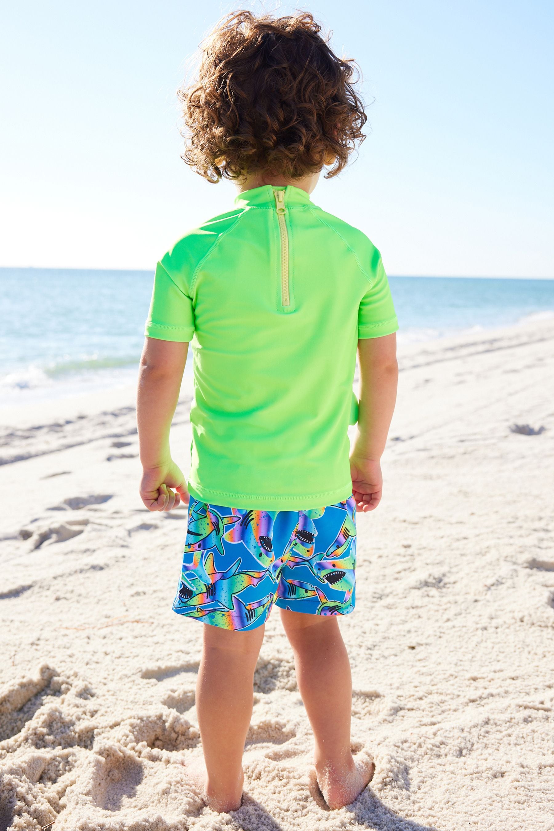 Green Rainbow Shark Sunsafe Top and Shorts Set (3mths-7yrs)