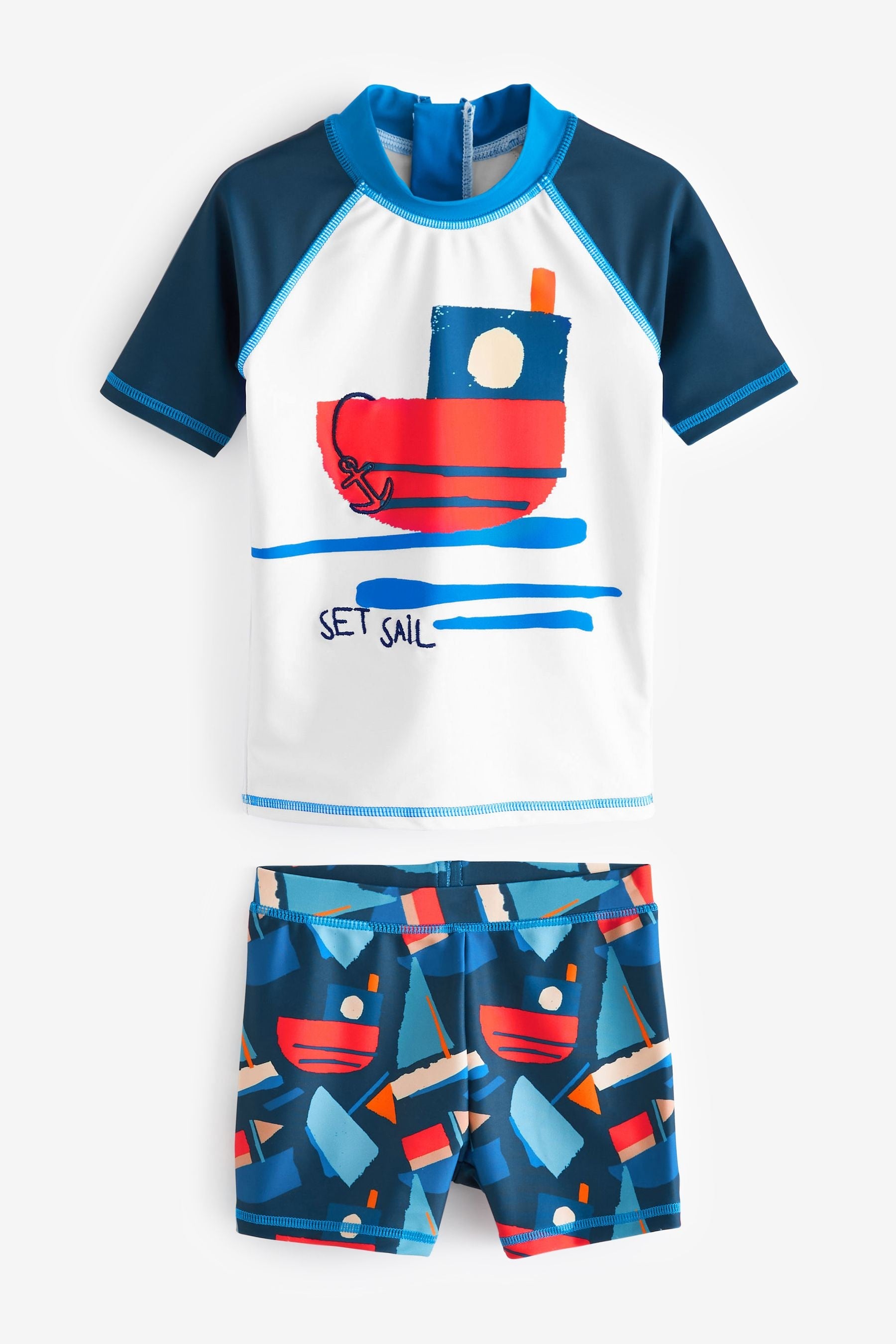 Navy Boat Sunsafe Top and Shorts Set (3mths-7yrs)