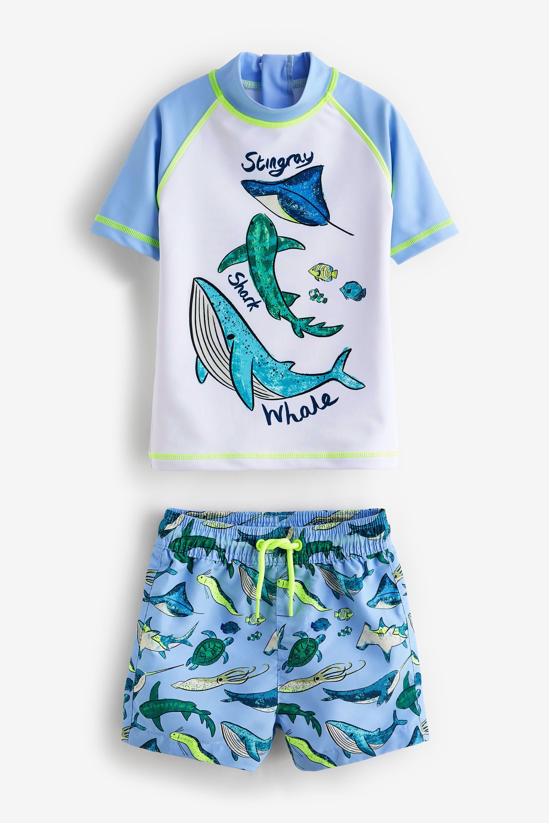 Light Blue Sealife Sunsafe Top and Shorts Set (3mths-7yrs)