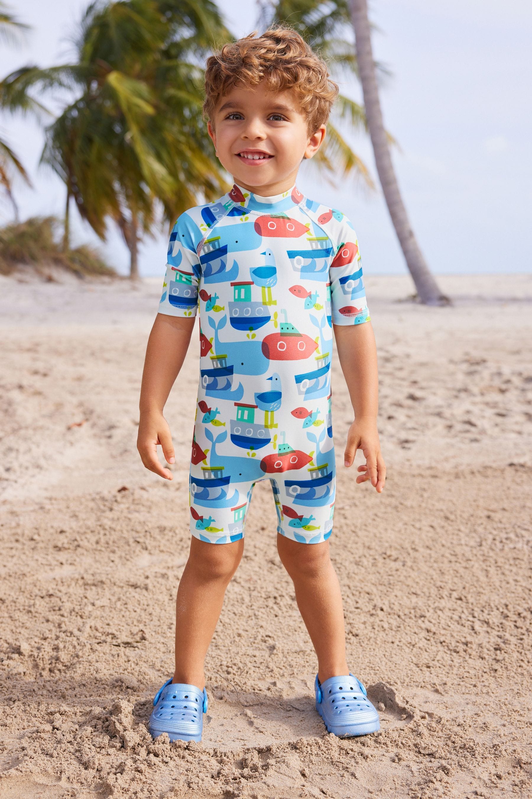 Blue Red Submarines Sunsafe All-In-One Swimsuit (3mths-7yrs)