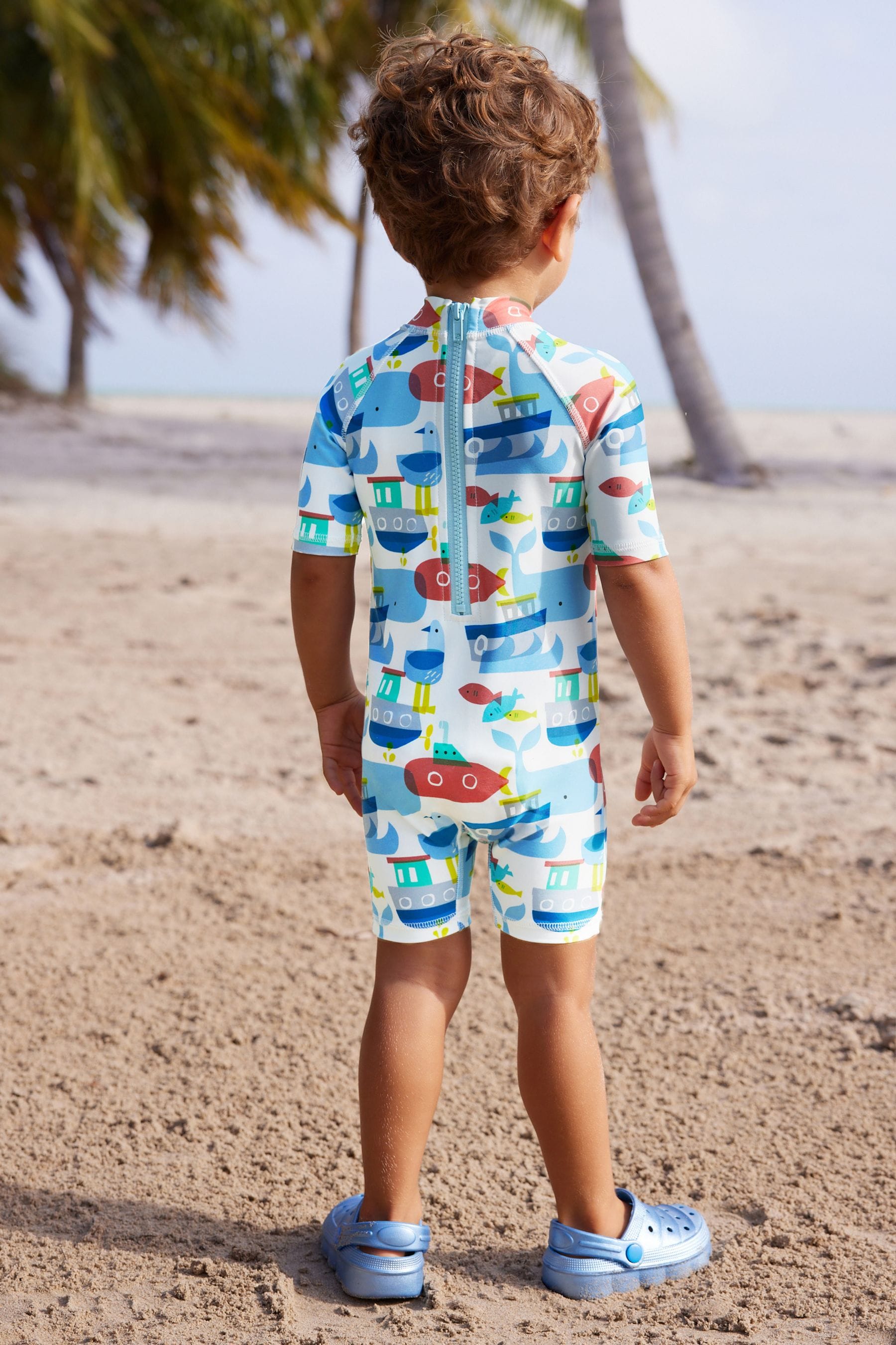 Blue Red Submarines Sunsafe All-In-One Swimsuit (3mths-7yrs)