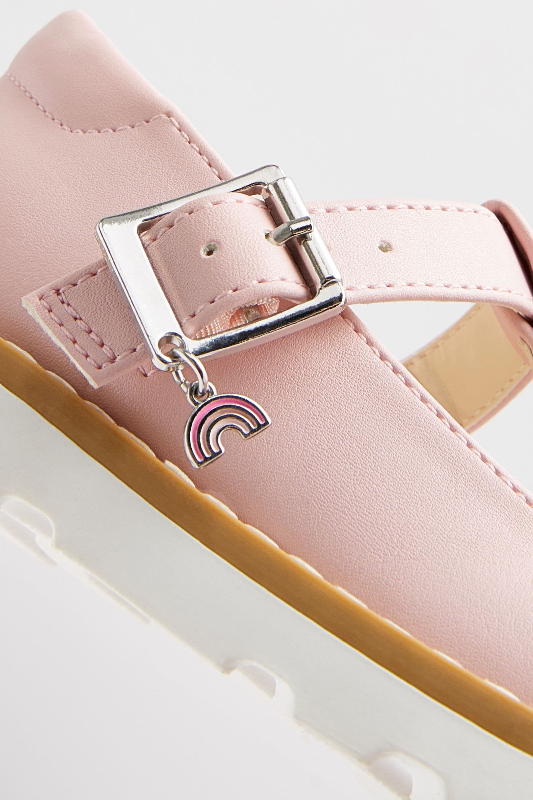 Pink Standard Fit (F) T-Bar Adjustable Buckle Shoes