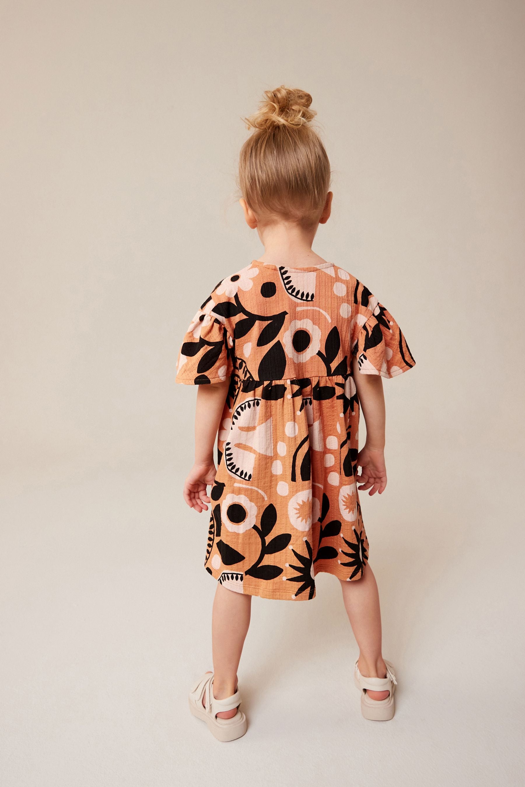 Brown Short Sleeeve Wrap Dress (3mths-7yrs)