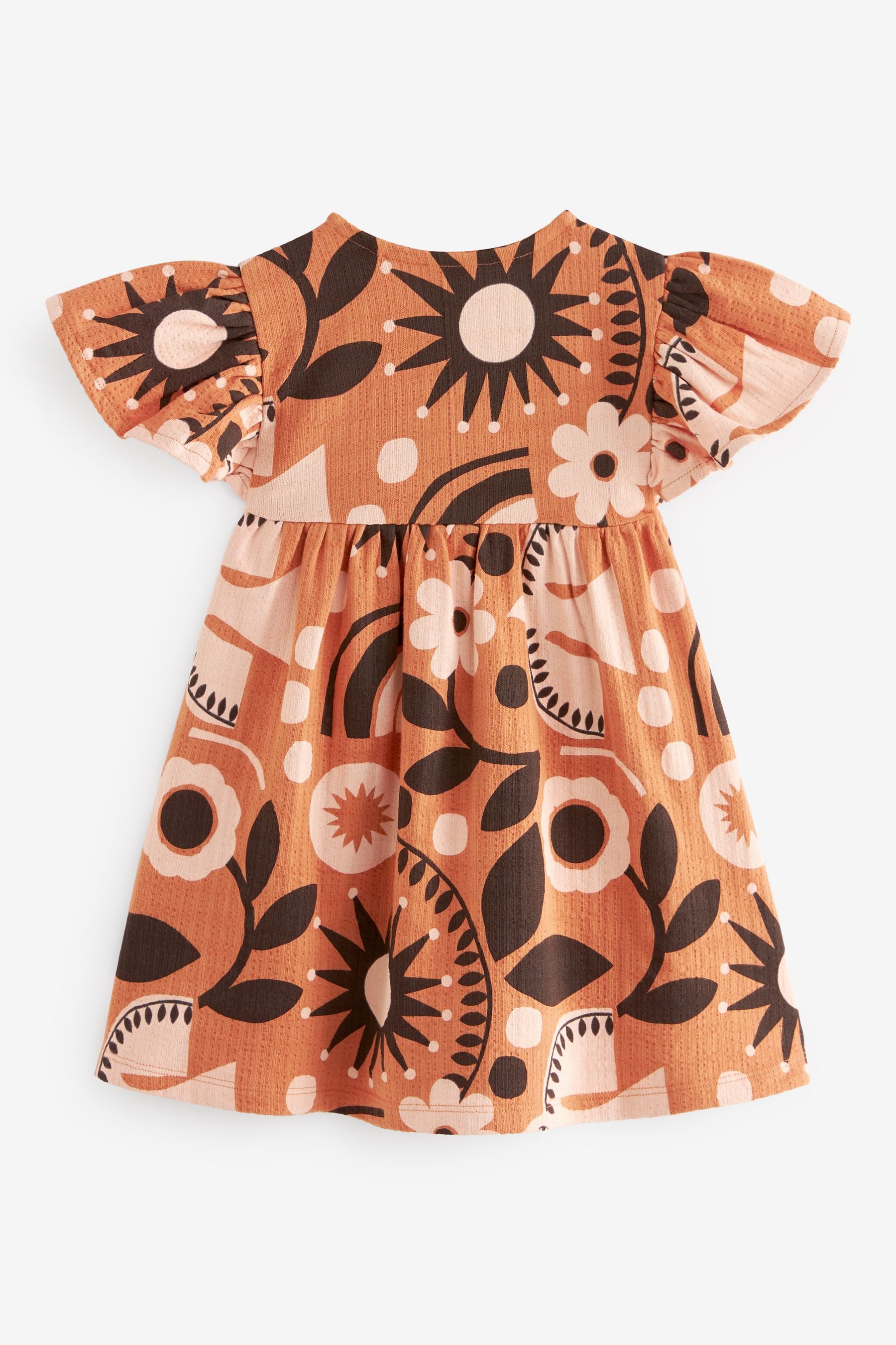 Brown Short Sleeeve Wrap Dress (3mths-7yrs)