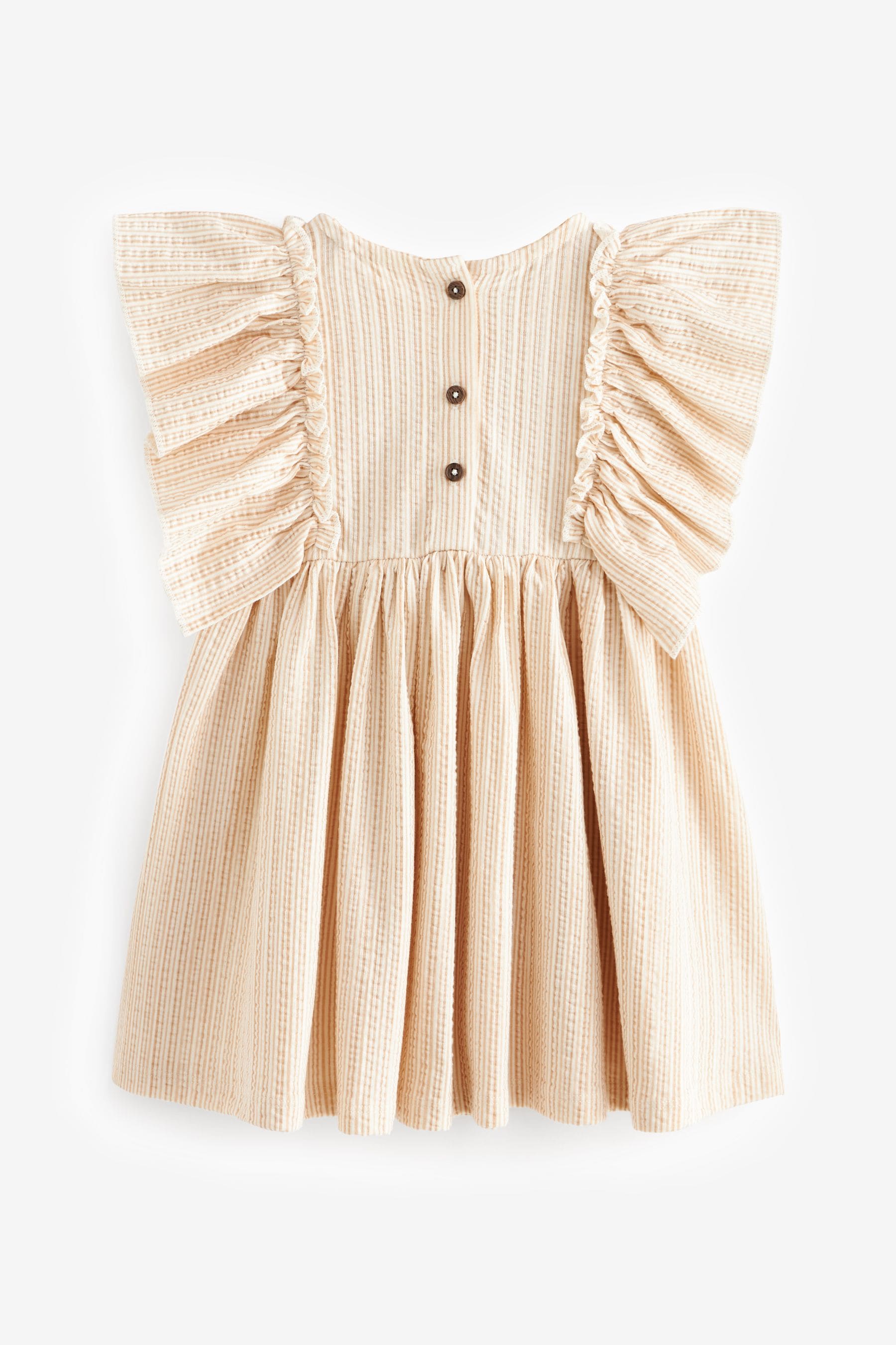 Neutral Short Sleeve Embroidered Dress (3mths-7yrs)