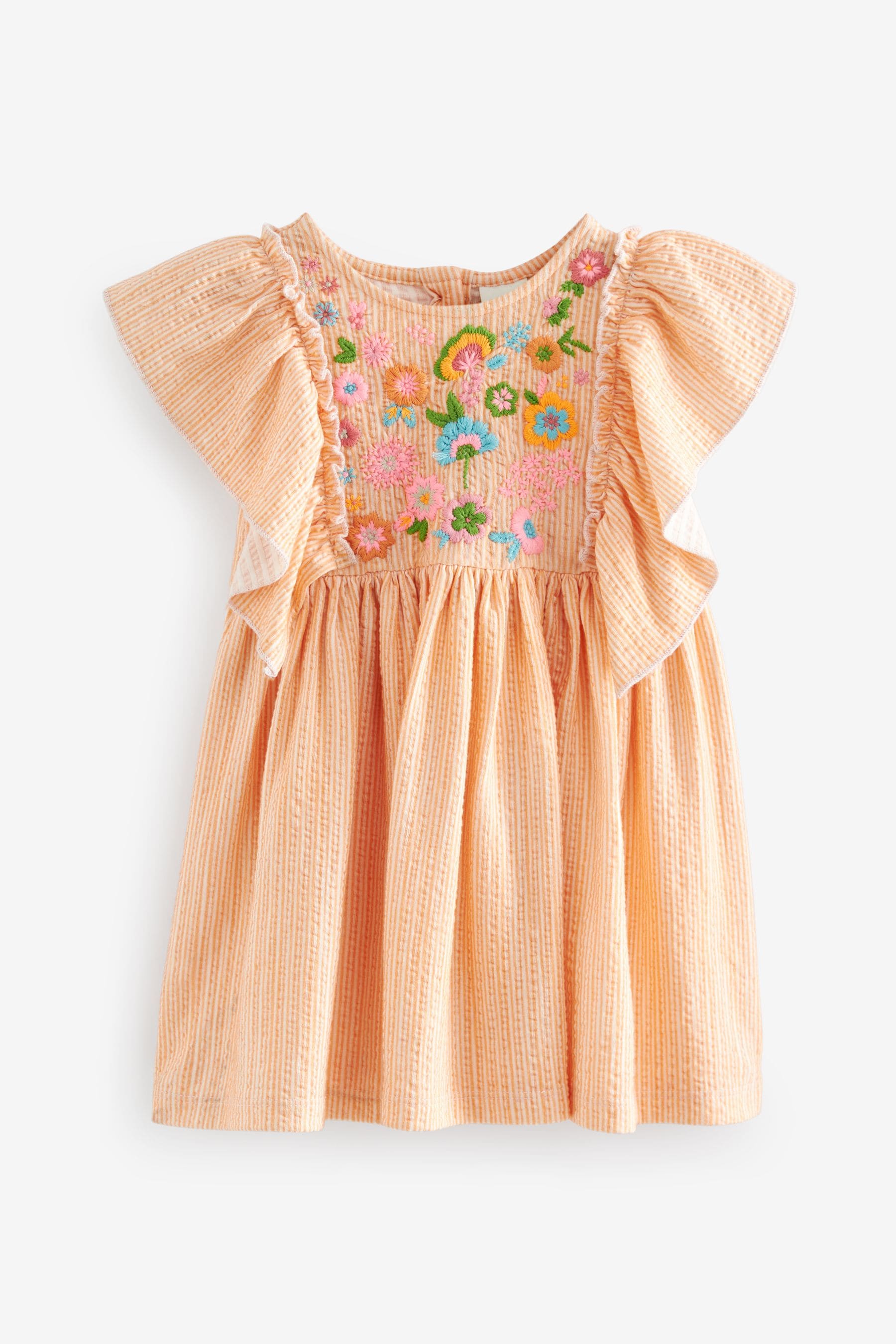 Orange Short Sleeve Embroidered Dress (3mths-7yrs)