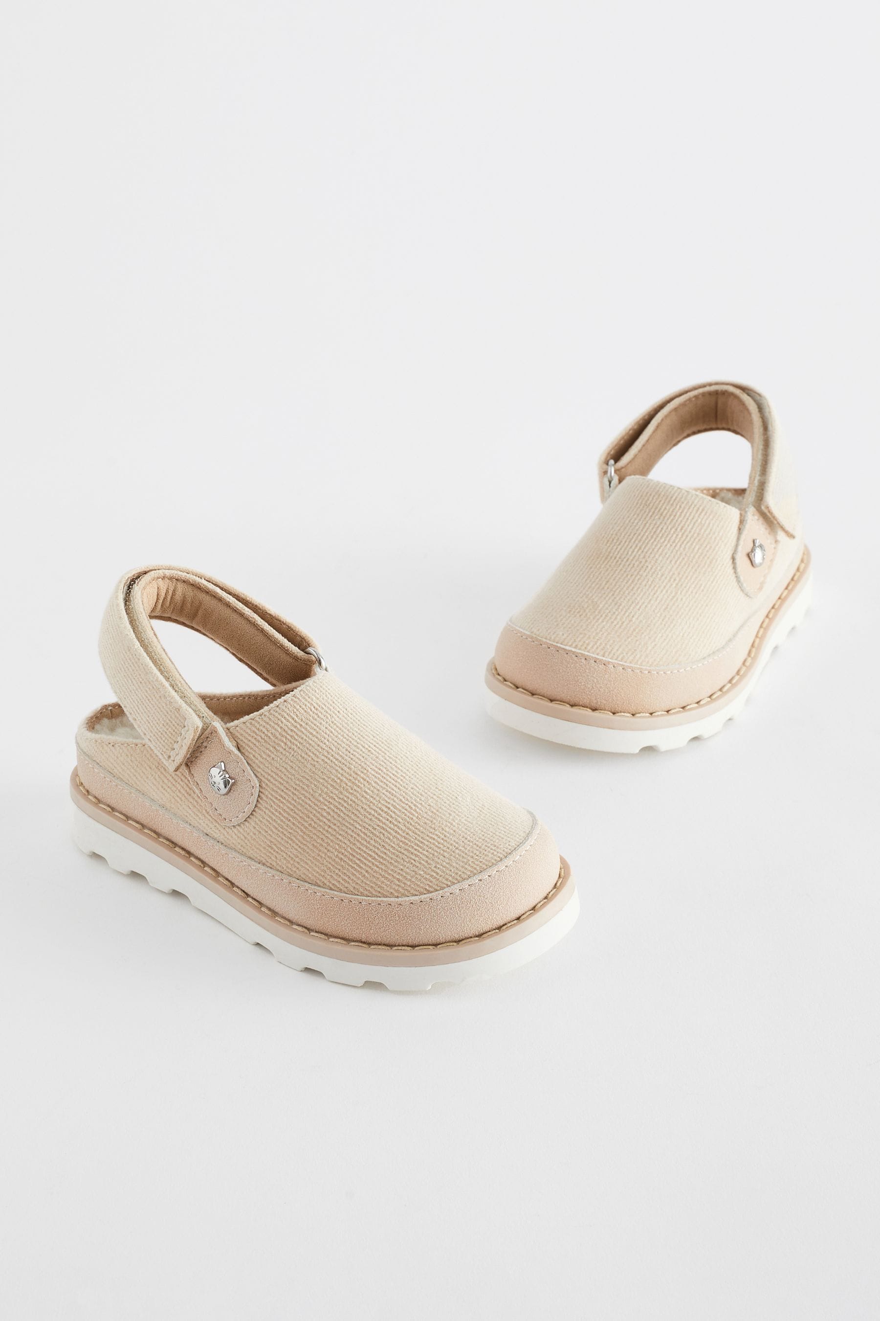 Neutral Fleece Lined Ankle Strap Clogs