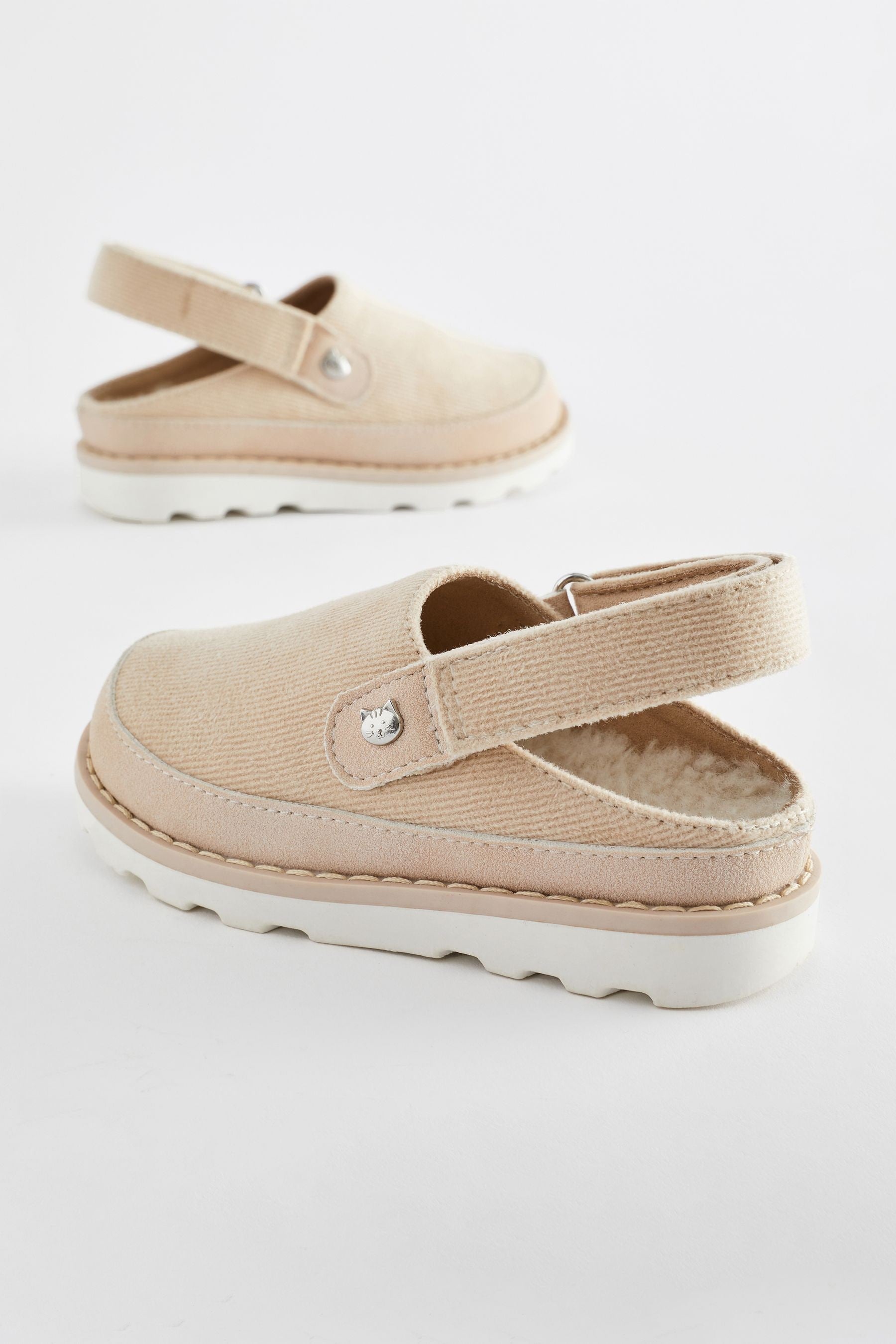 Neutral Fleece Lined Ankle Strap Clogs