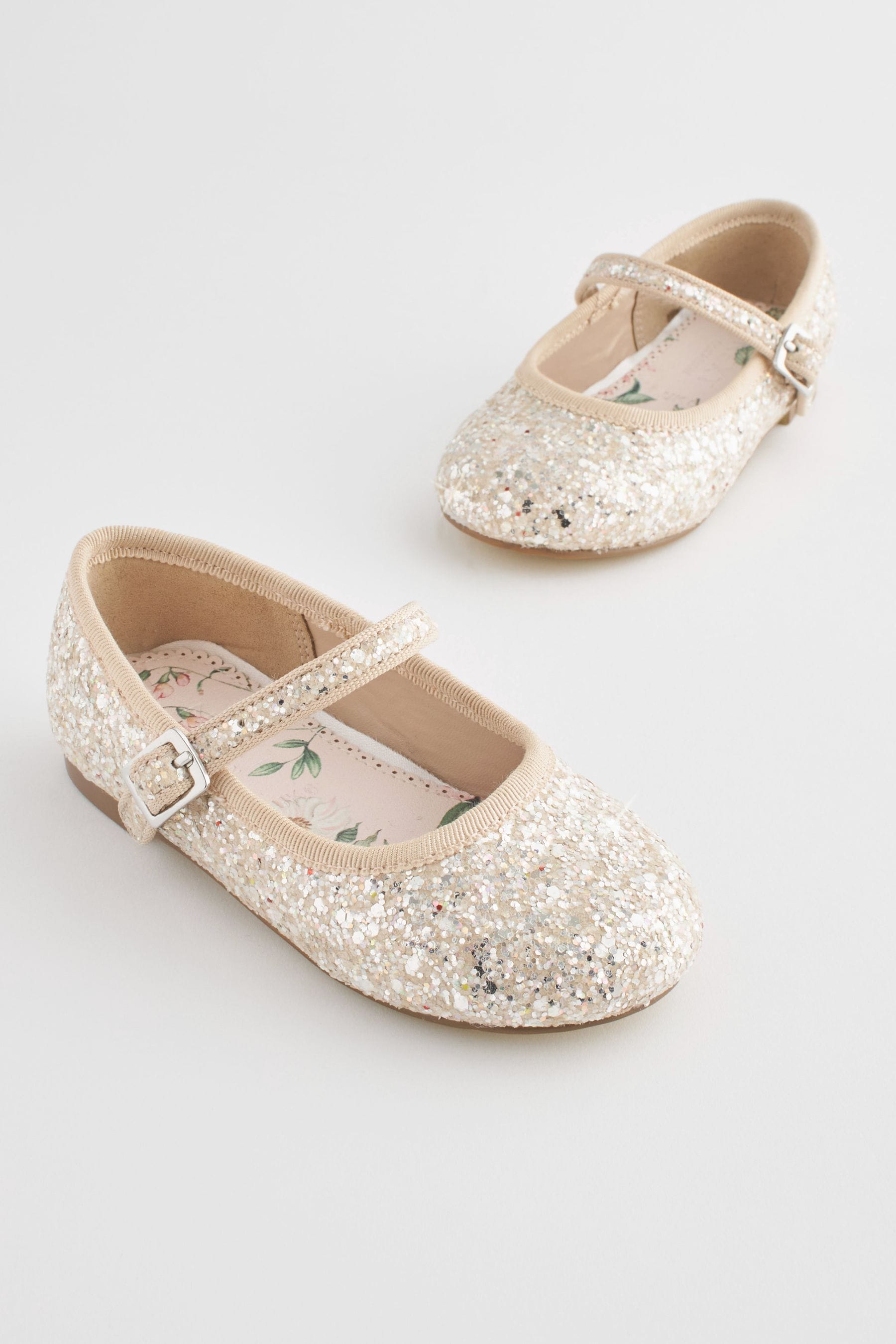 Ivory Glitter Standard Fit (F) Bridesmaid Occasion Mary Jane Shoes